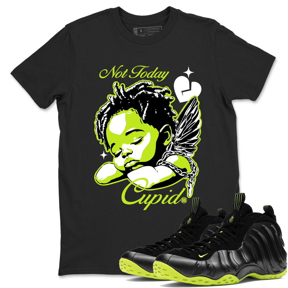 Not Today Cupid Sneaker Tees - Air Foamposite One Black Volt