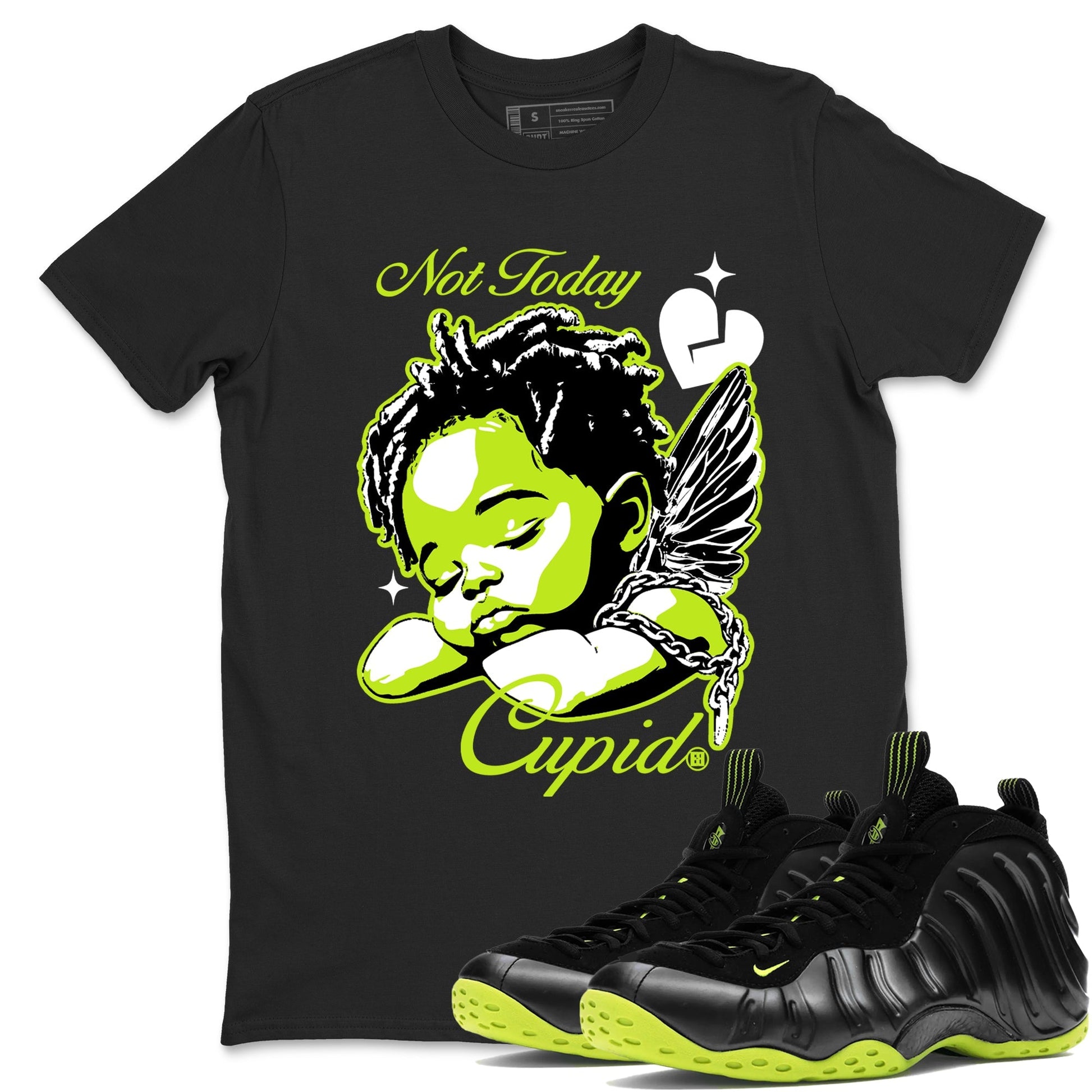 Not Today Cupid Sneaker Tees - Air Foamposite One Black Volt