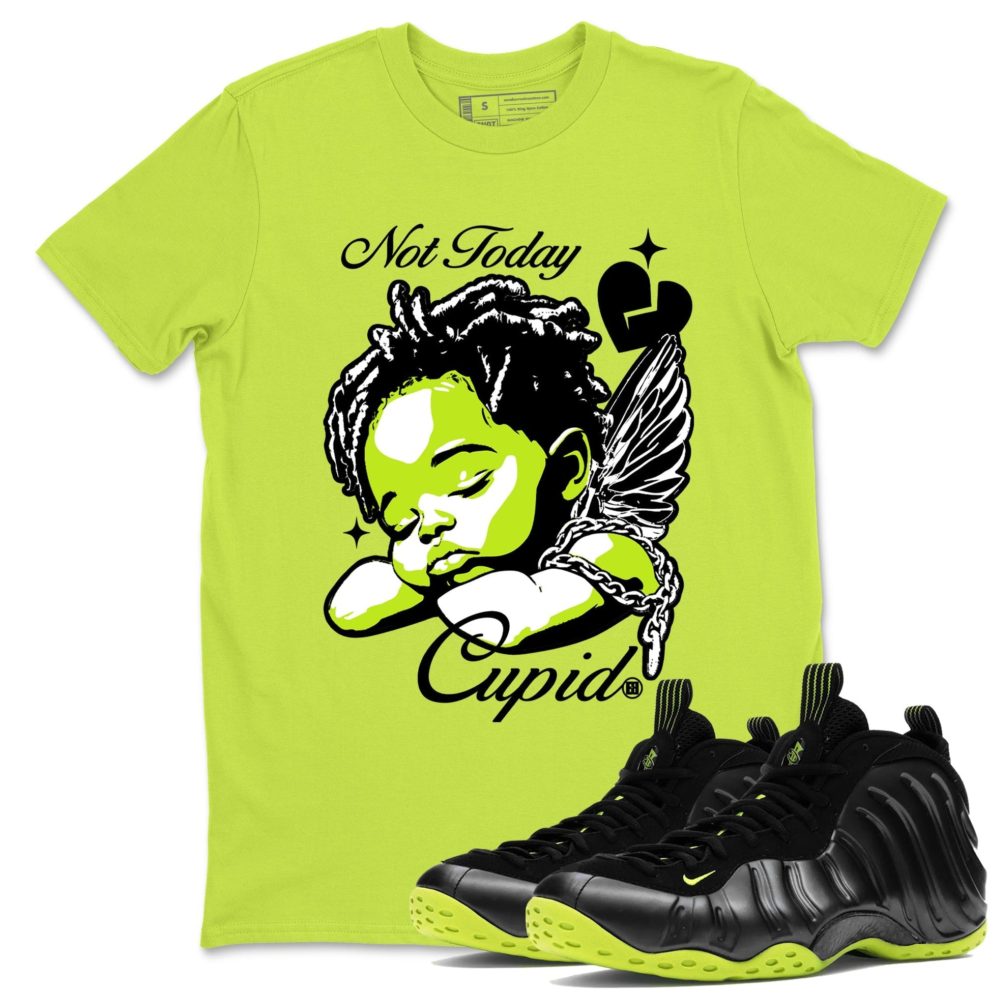 Not Today Cupid Sneaker Tees - Air Foamposite One Black Volt