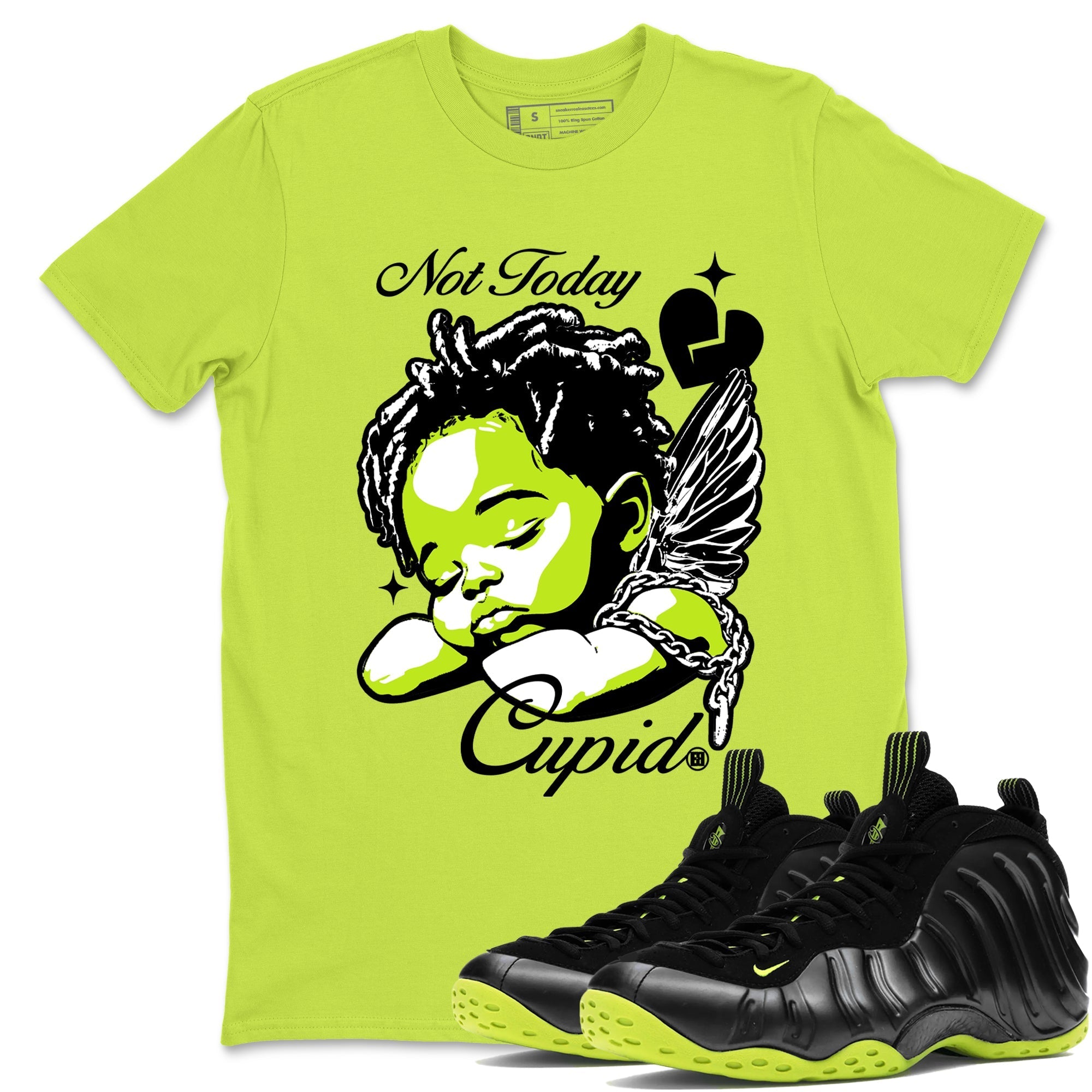 Not Today Cupid Sneaker Tees - Air Foamposite One Black Volt