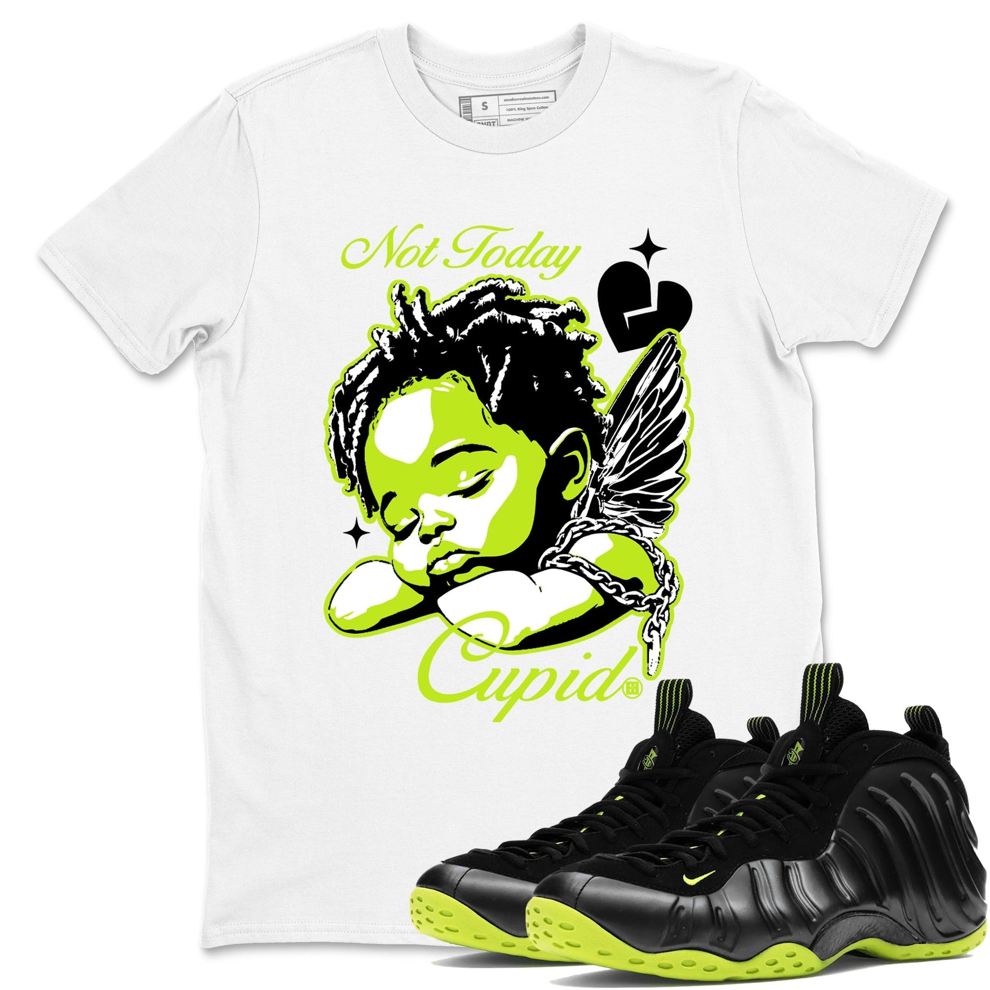 Not Today Cupid Sneaker Tees - Air Foamposite One Black Volt