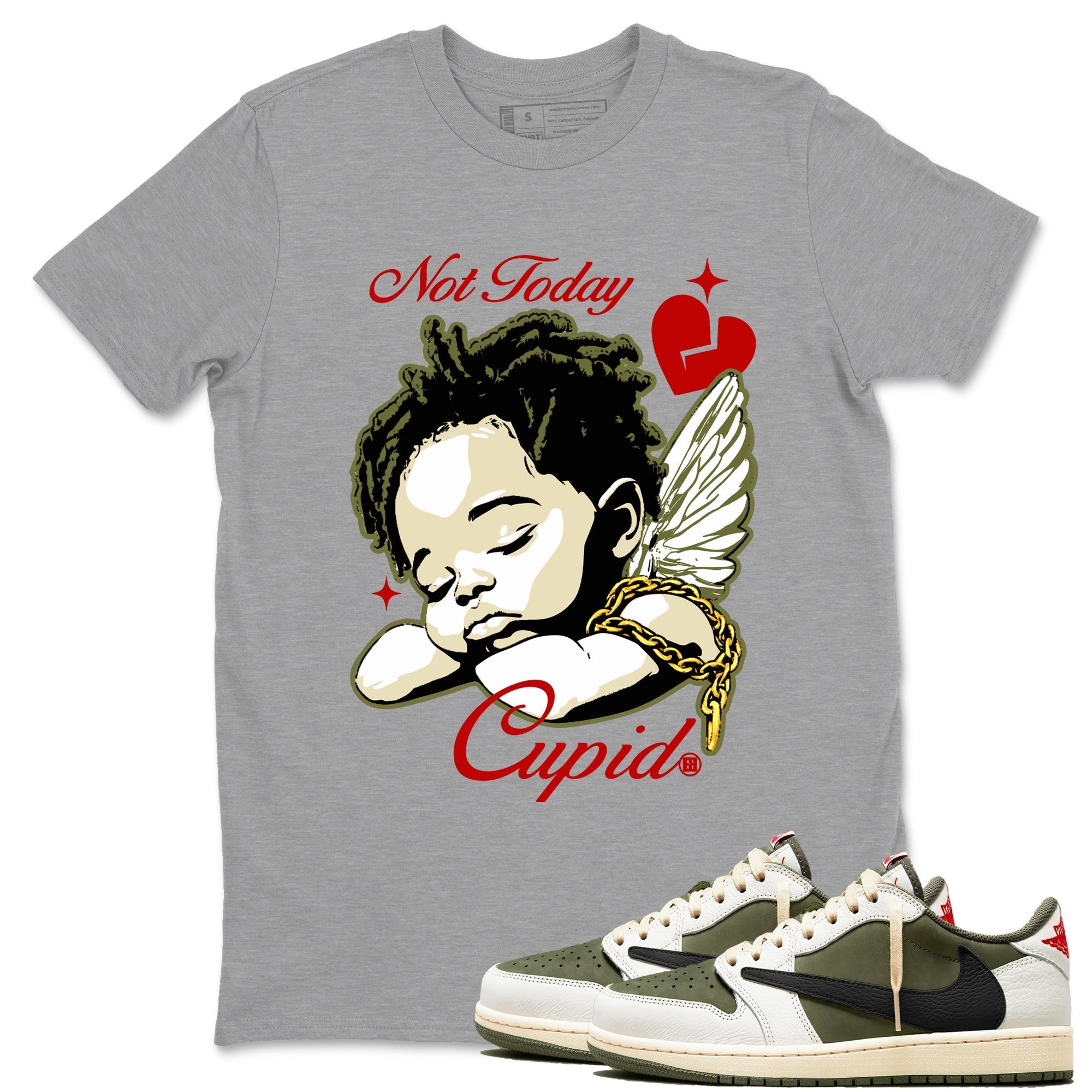 Not Today Cupid Sneaker Tees - Air Jordan 1 Travis Scott Medium Olive