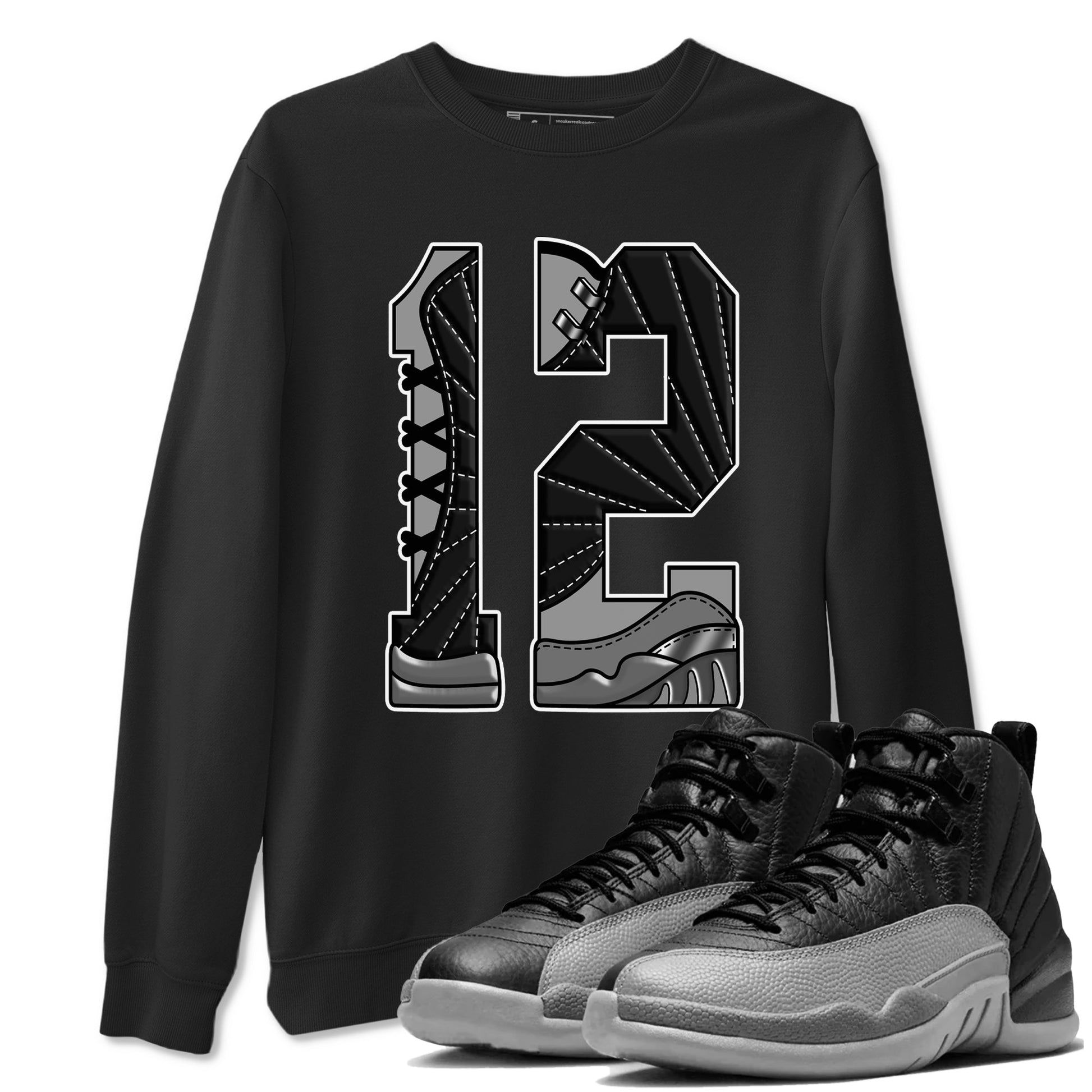Number 12 Sneaker Tees - Air Jordan 12 Black Wolf Grey