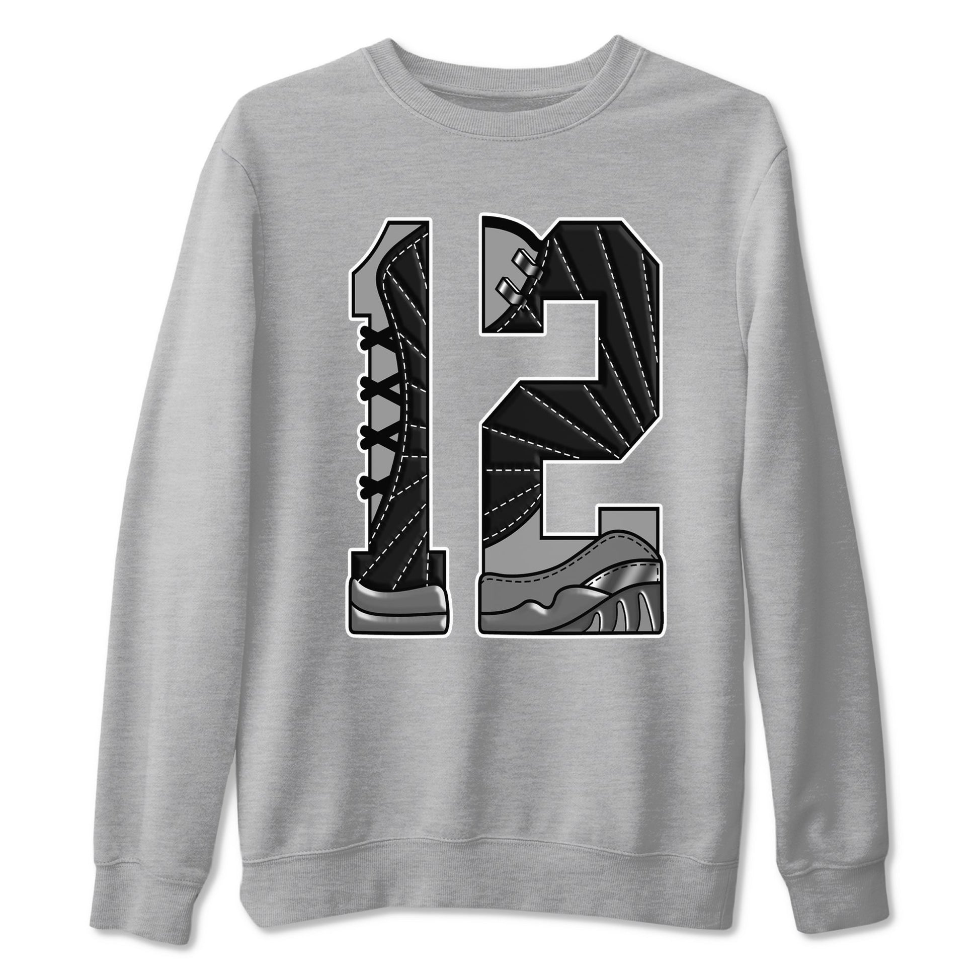 Number 12 Sneaker Tees - Air Jordan 12 Black Wolf Grey