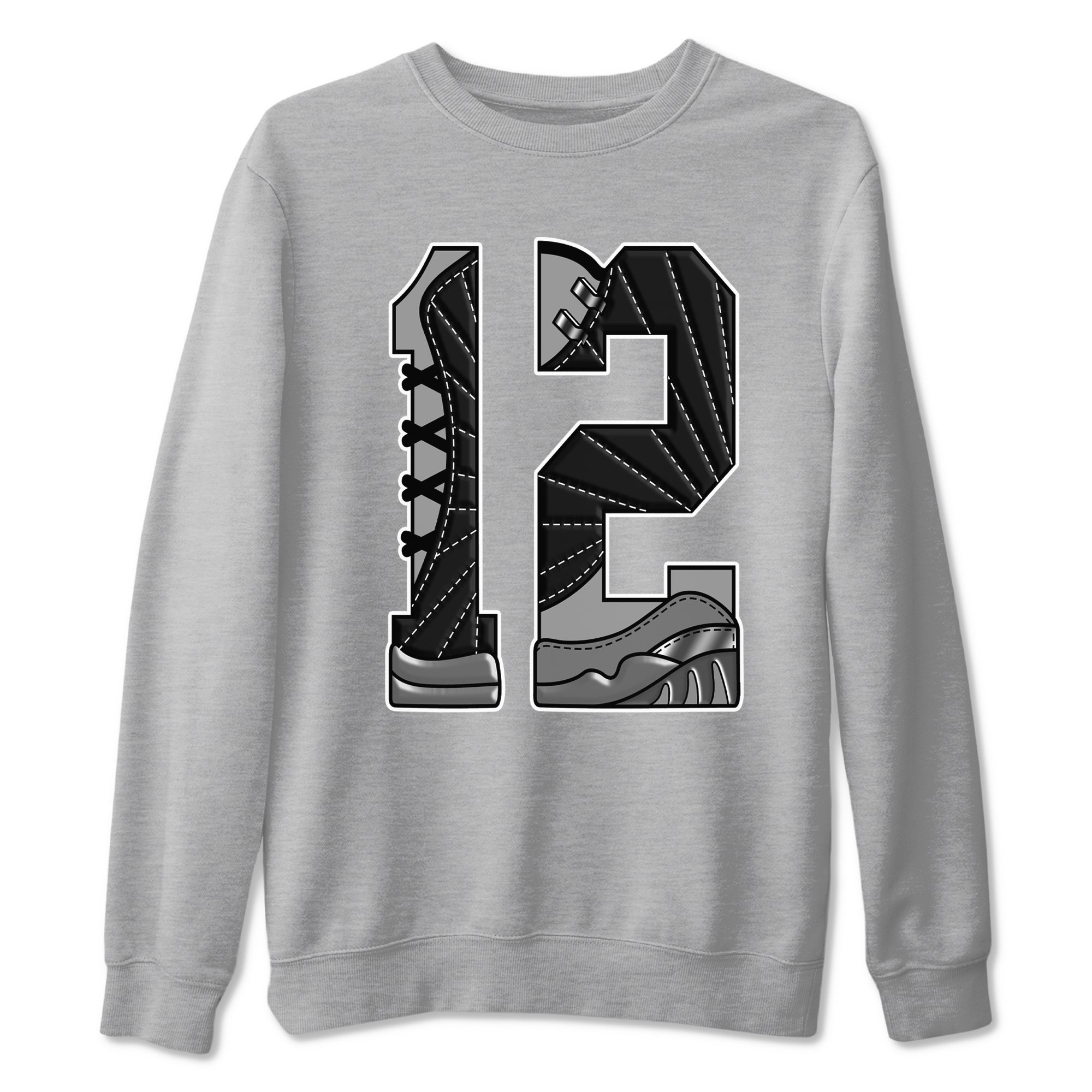 Number 12 Sneaker Tees - Air Jordan 12 Black Wolf Grey