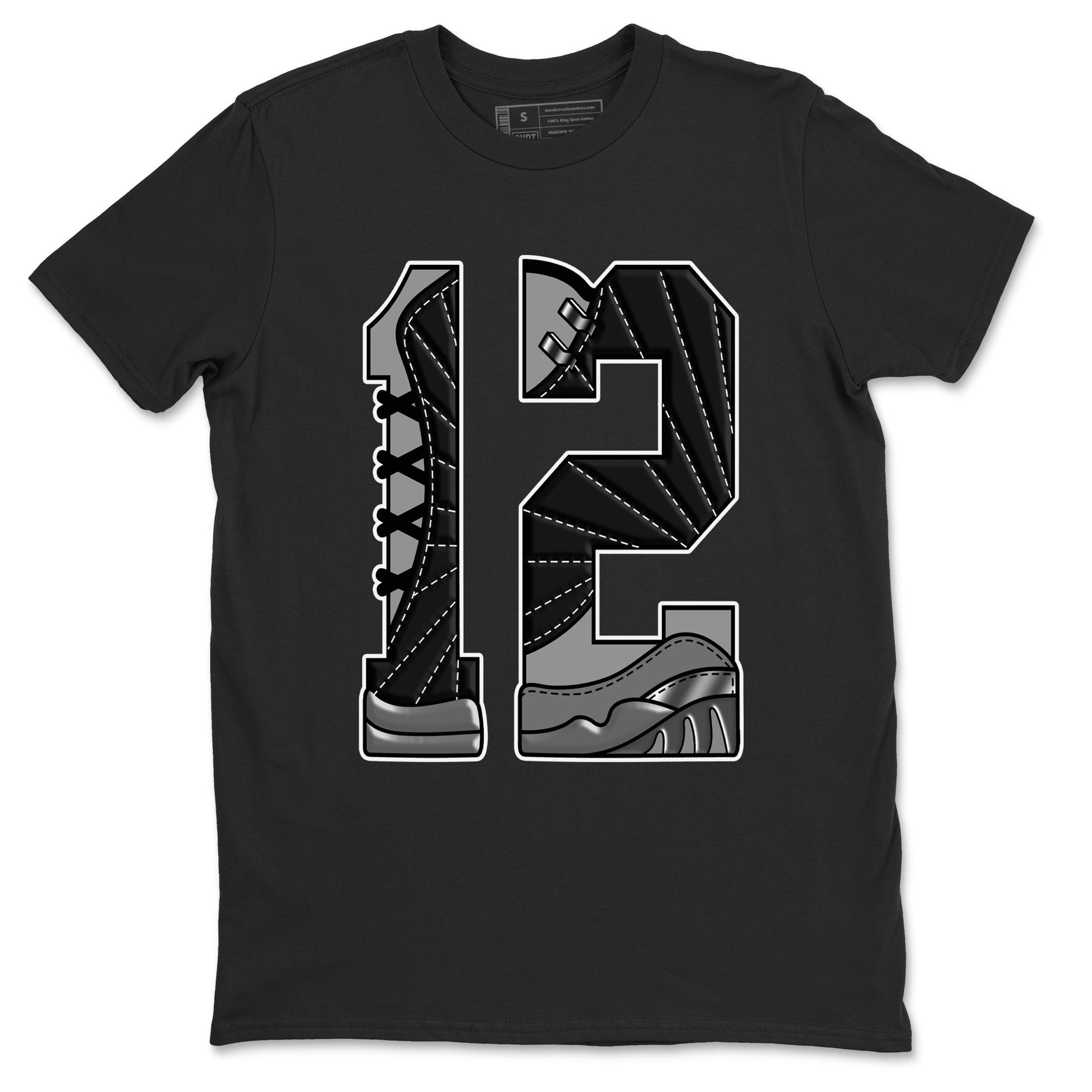 Number 12 Sneaker Tees - Air Jordan 12 Black Wolf Grey
