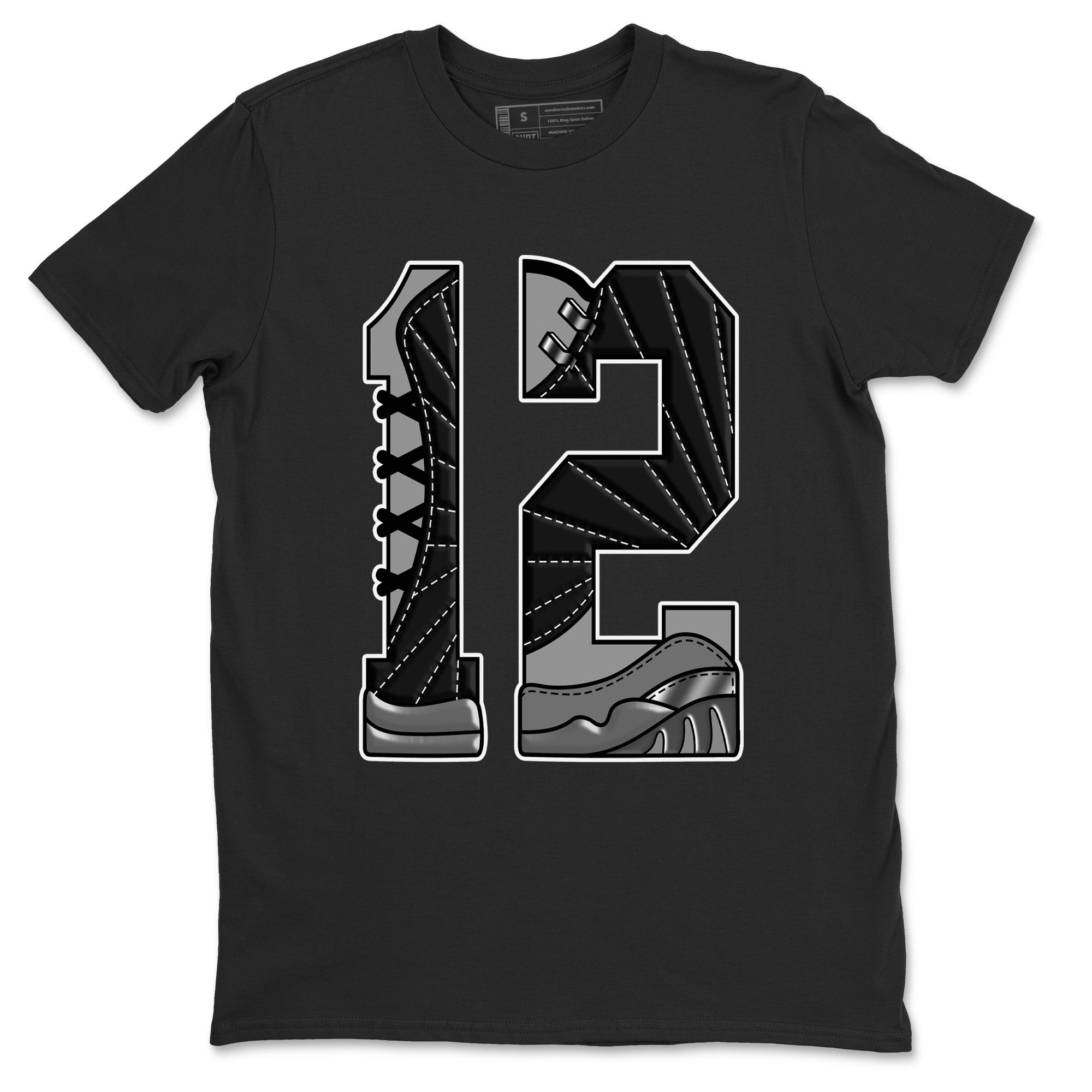 Number 12 Sneaker Tees - Air Jordan 12 Black Wolf Grey