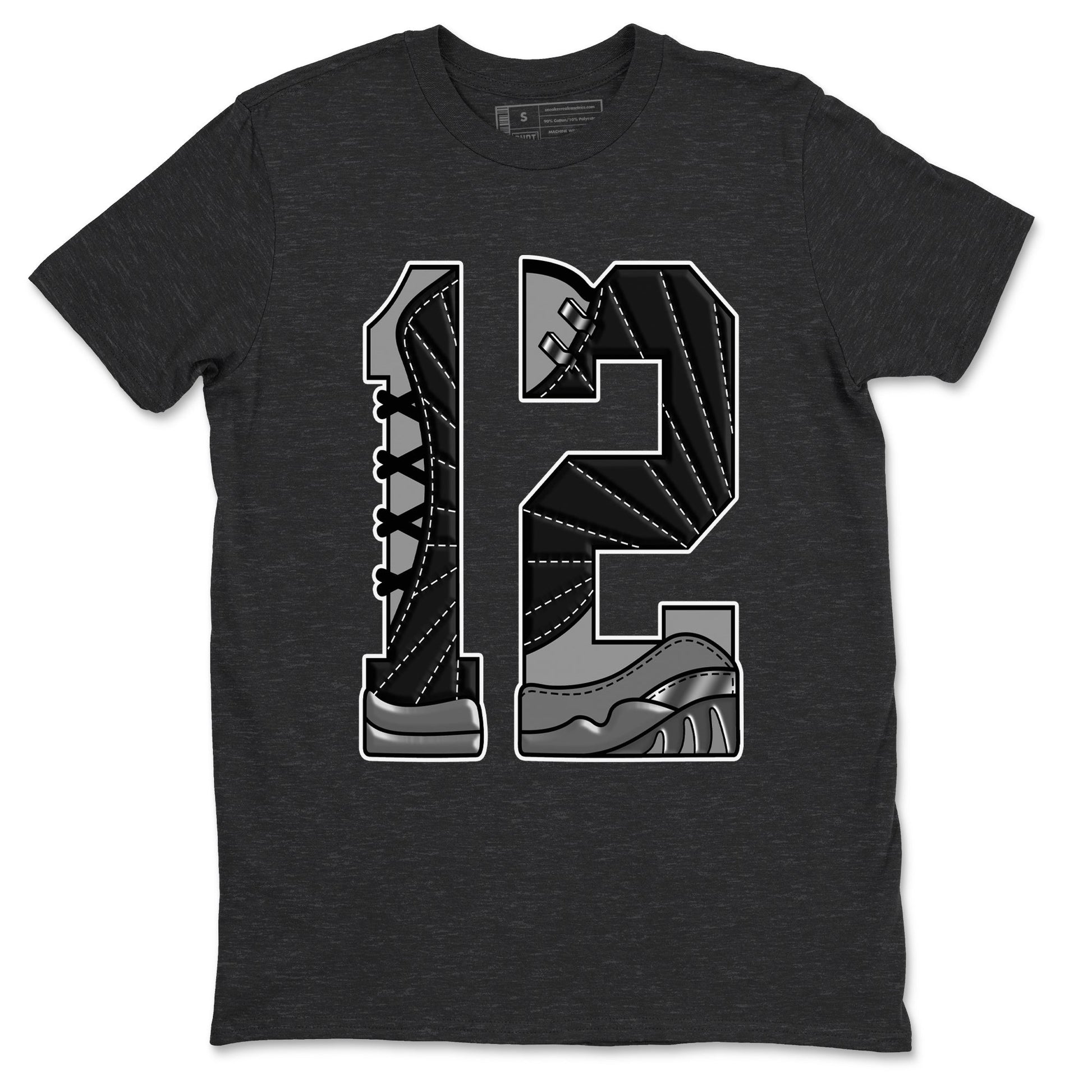 Number 12 Sneaker Tees - Air Jordan 12 Black Wolf Grey