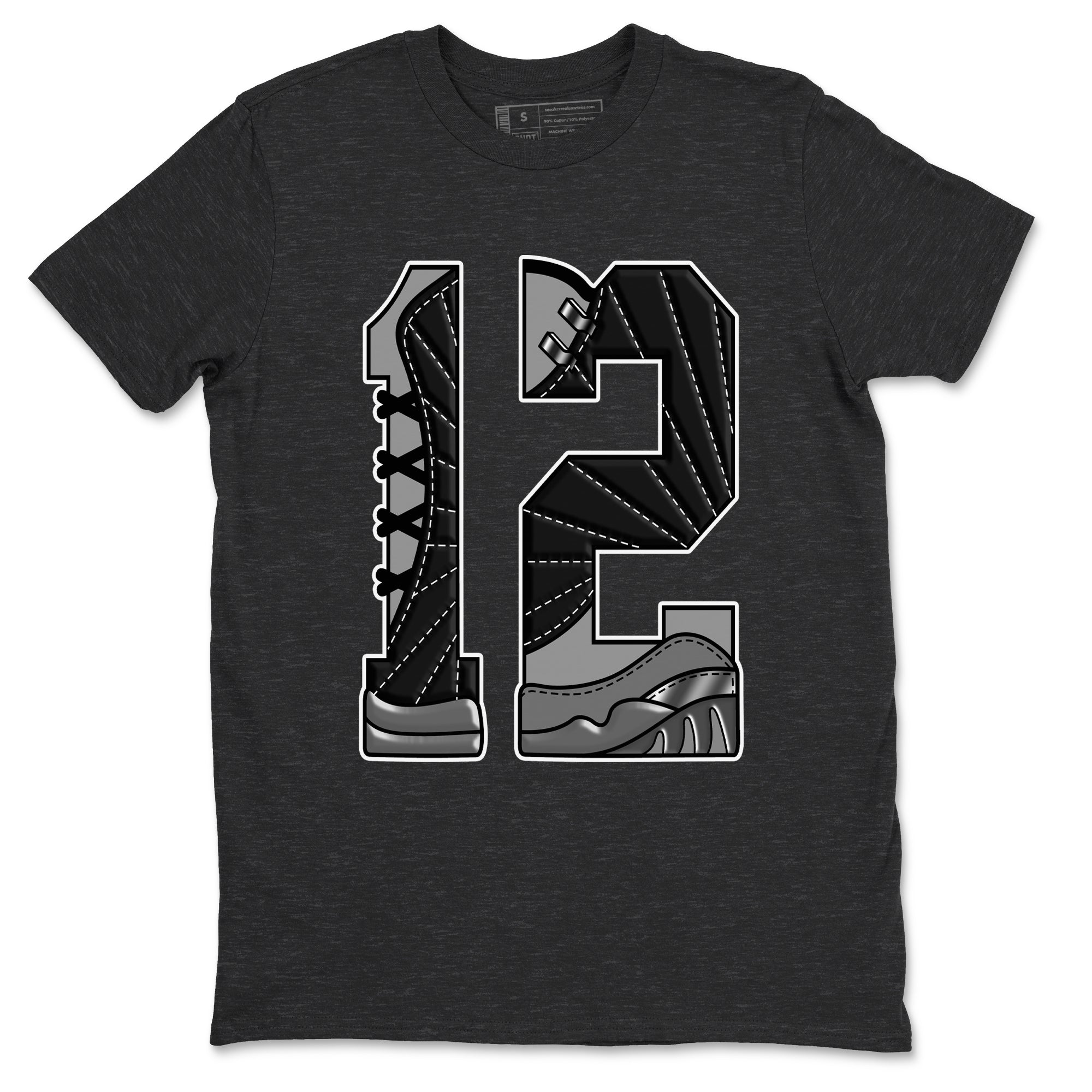 Number 12 Sneaker Tees - Air Jordan 12 Black Wolf Grey