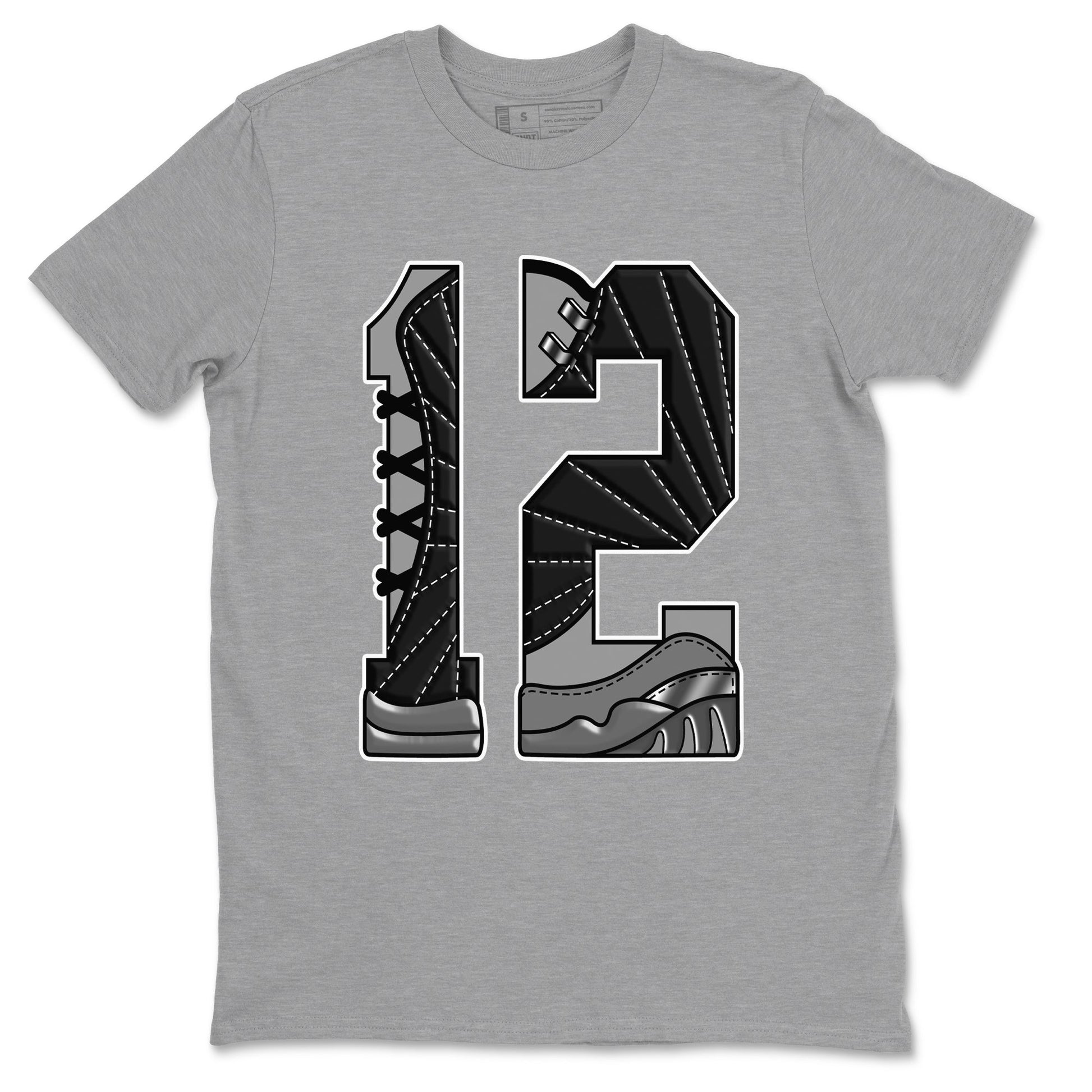 Number 12 Sneaker Tees - Air Jordan 12 Black Wolf Grey