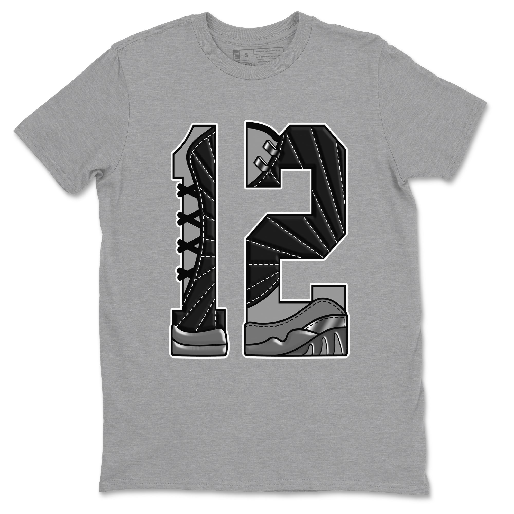 Number 12 Sneaker Tees - Air Jordan 12 Black Wolf Grey