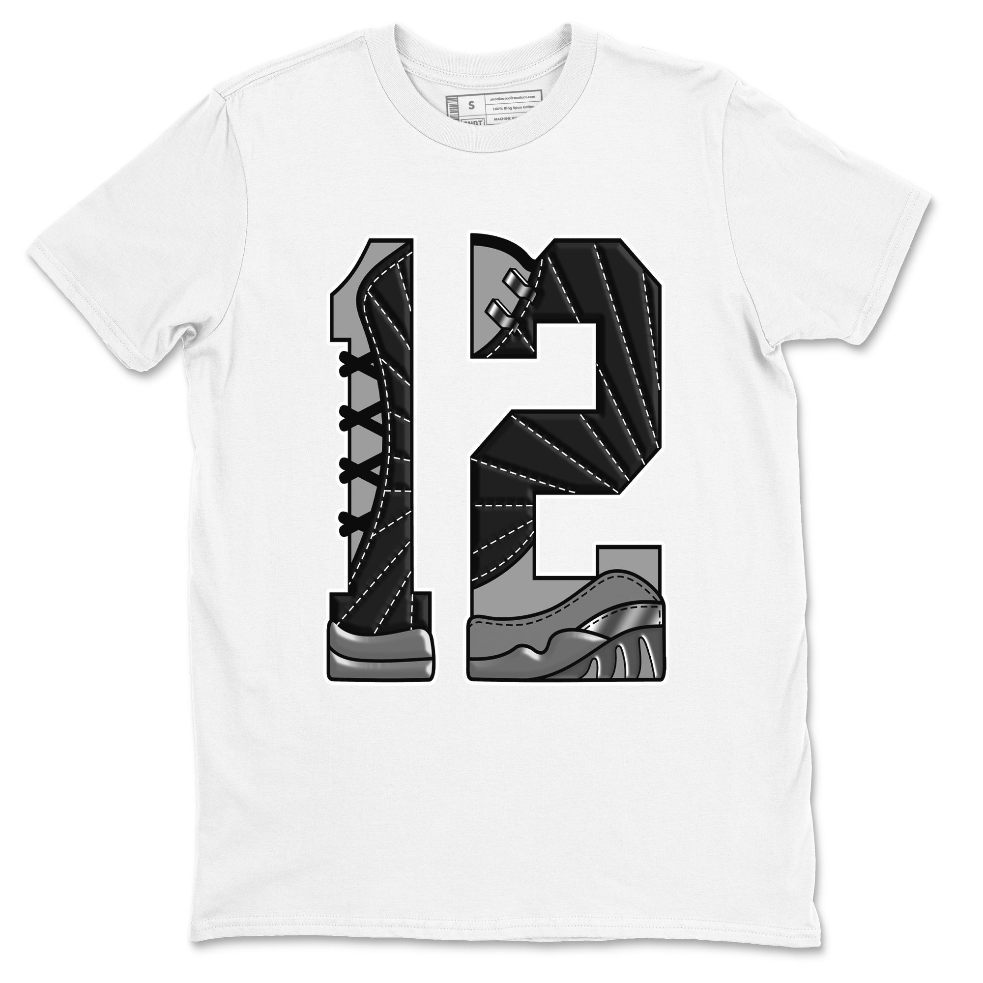 Number 12 Sneaker Tees - Air Jordan 12 Black Wolf Grey