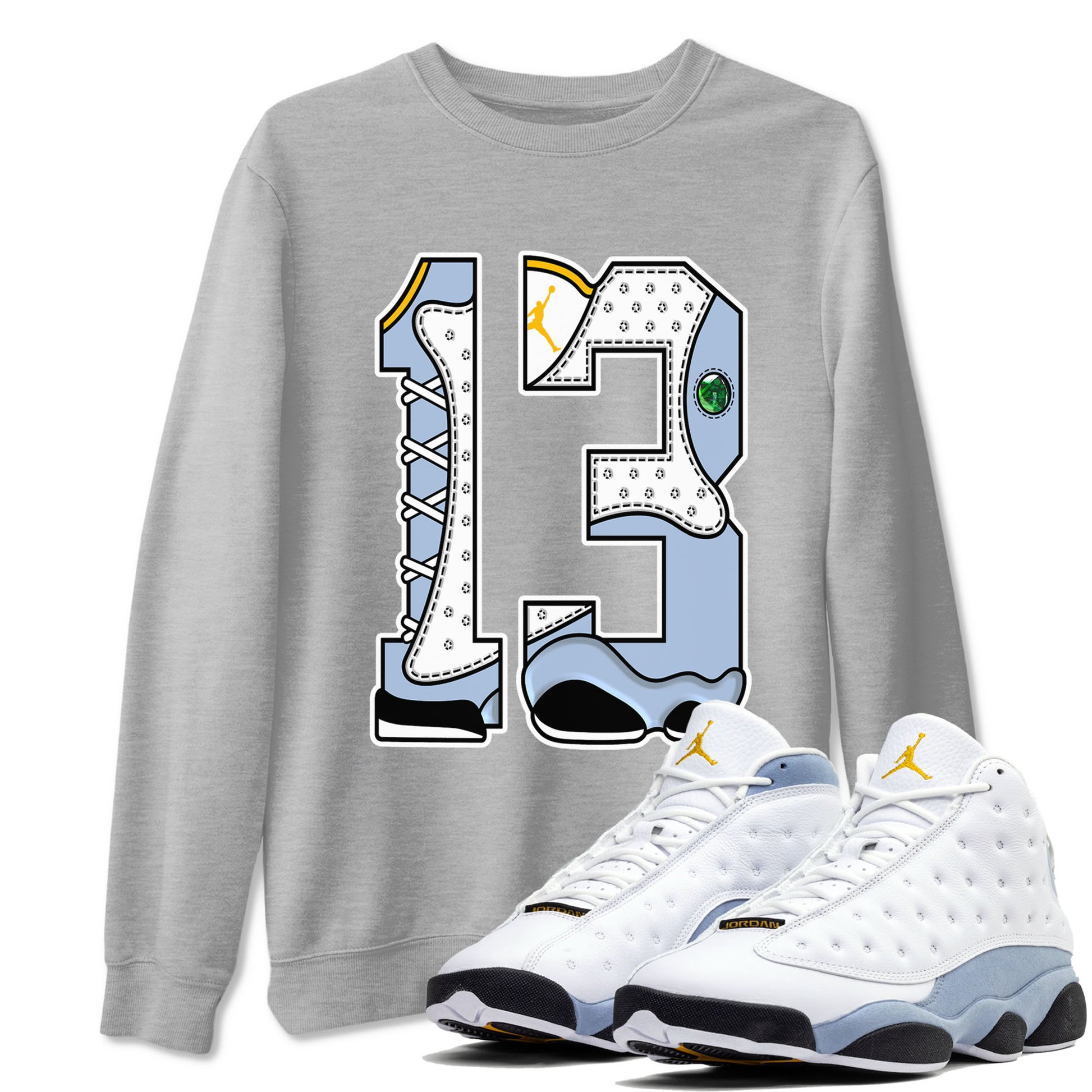 Number 13 Sneaker Tees - Air Jordan 13 Blue Grey