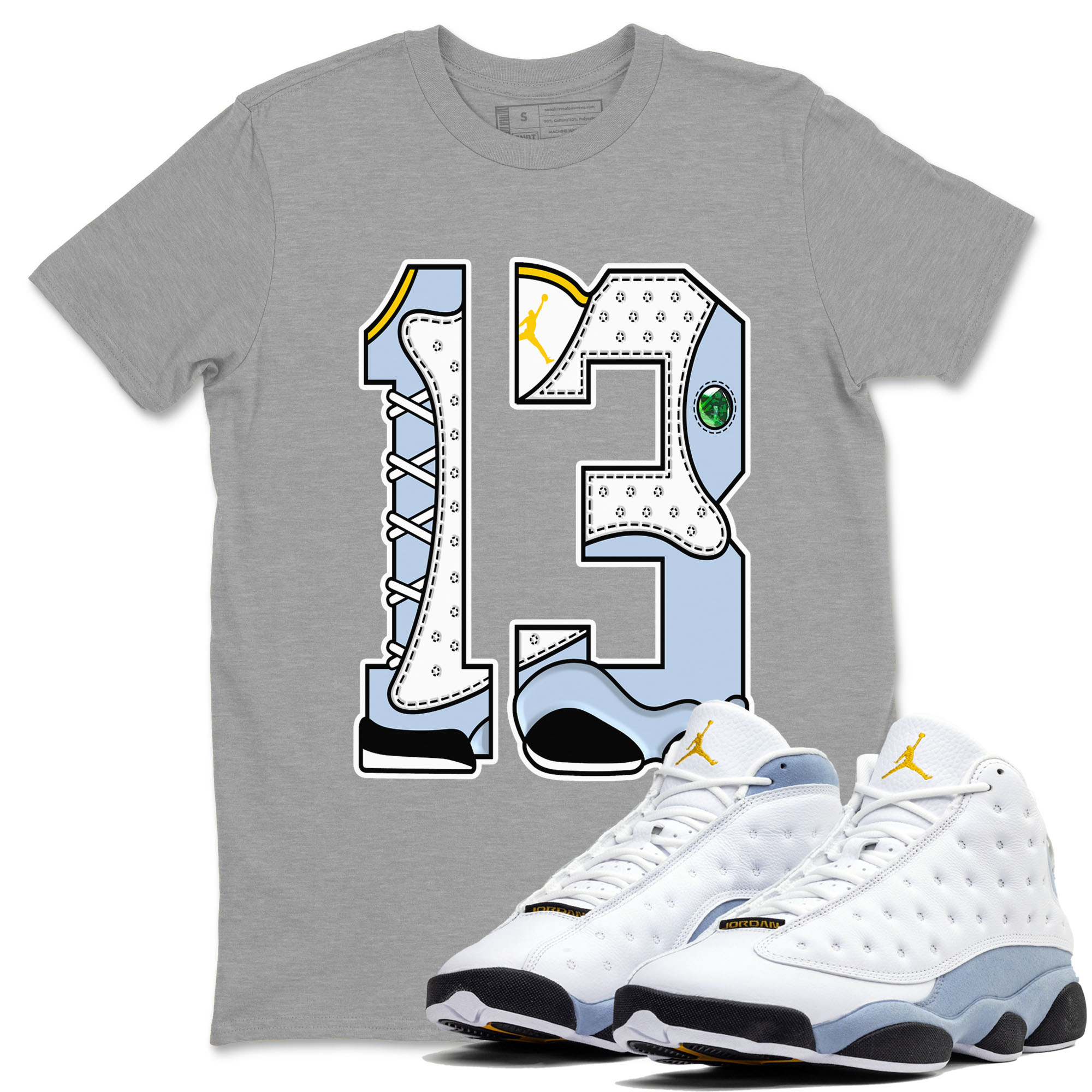 Number 13 Sneaker Tees - Air Jordan 13 Blue Grey