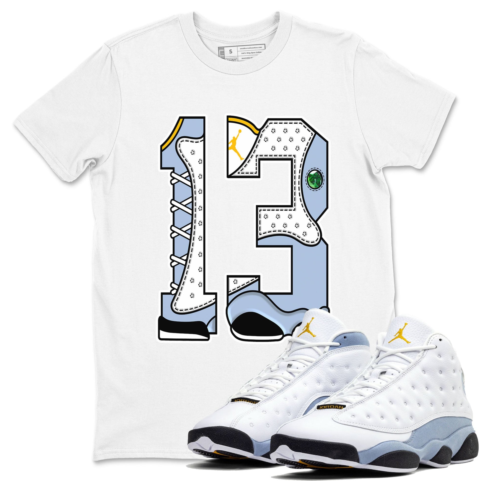 Number 13 Sneaker Tees - Air Jordan 13 Blue Grey