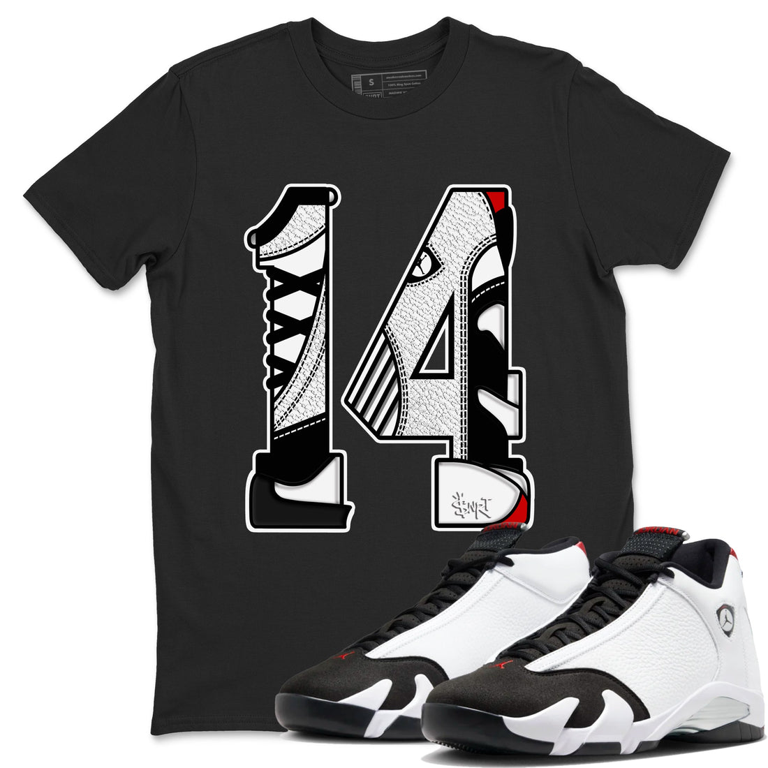 Number 14 Sneaker Tees - Air Jordan 14 Black Toe