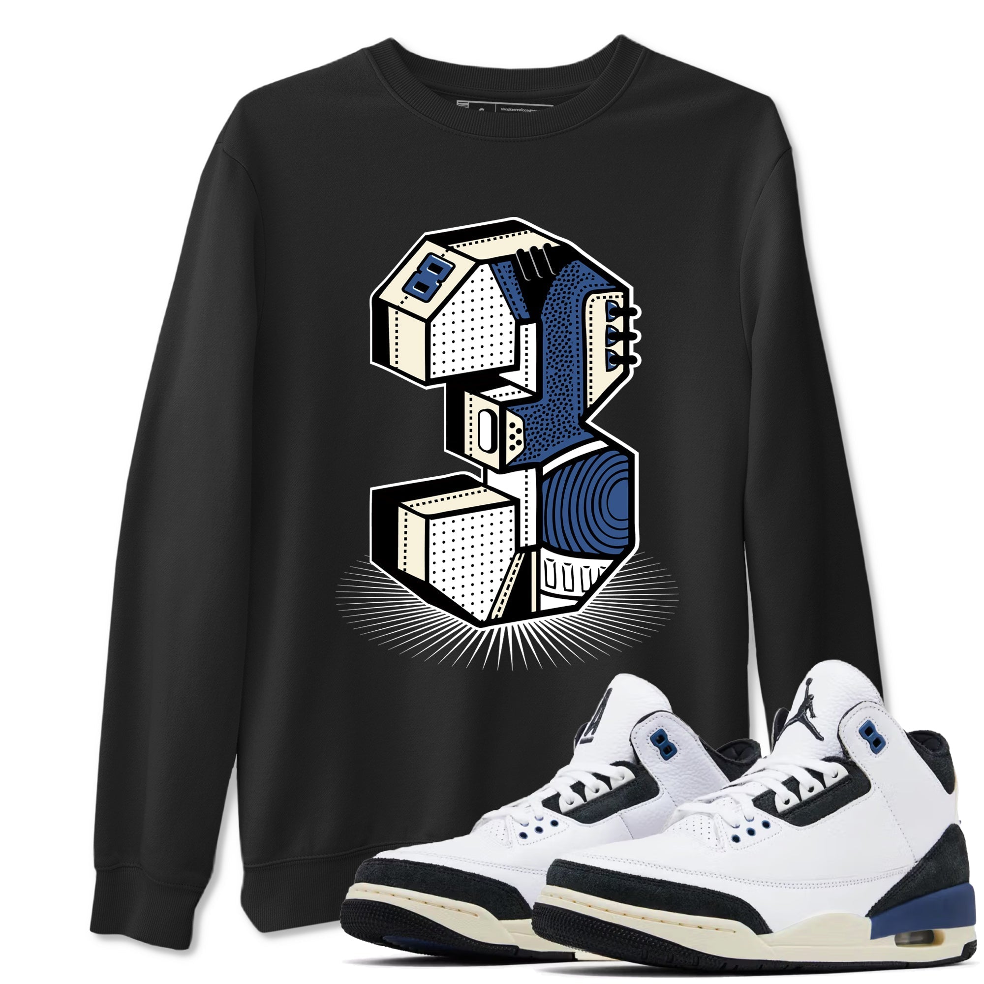 Number Statue Sneaker Tees - Air Jordan 3 A Ma Maniere x Diffused Blue