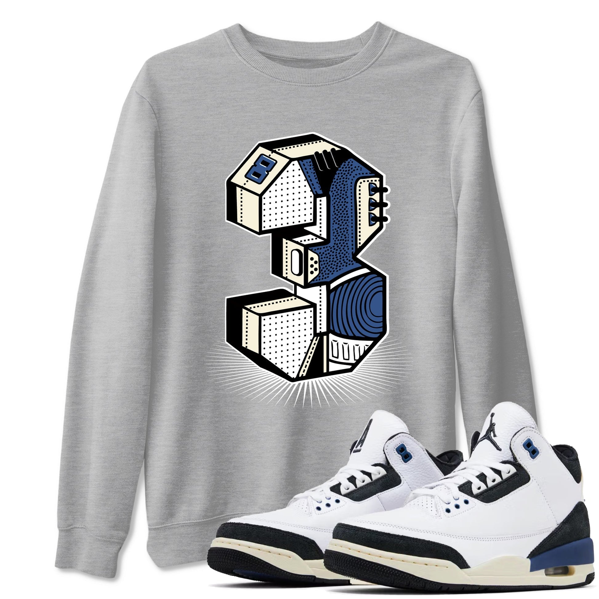 Number Statue Sneaker Tees - Air Jordan 3 A Ma Maniere x Diffused Blue