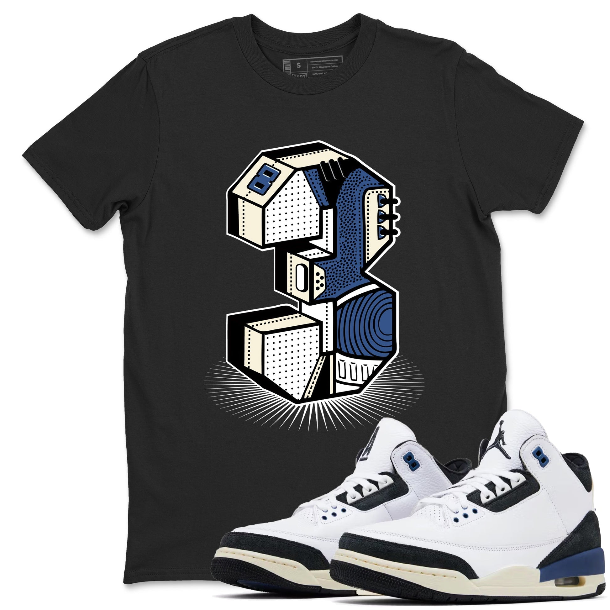 Number Statue Sneaker Tees - Air Jordan 3 A Ma Maniere x Diffused Blue