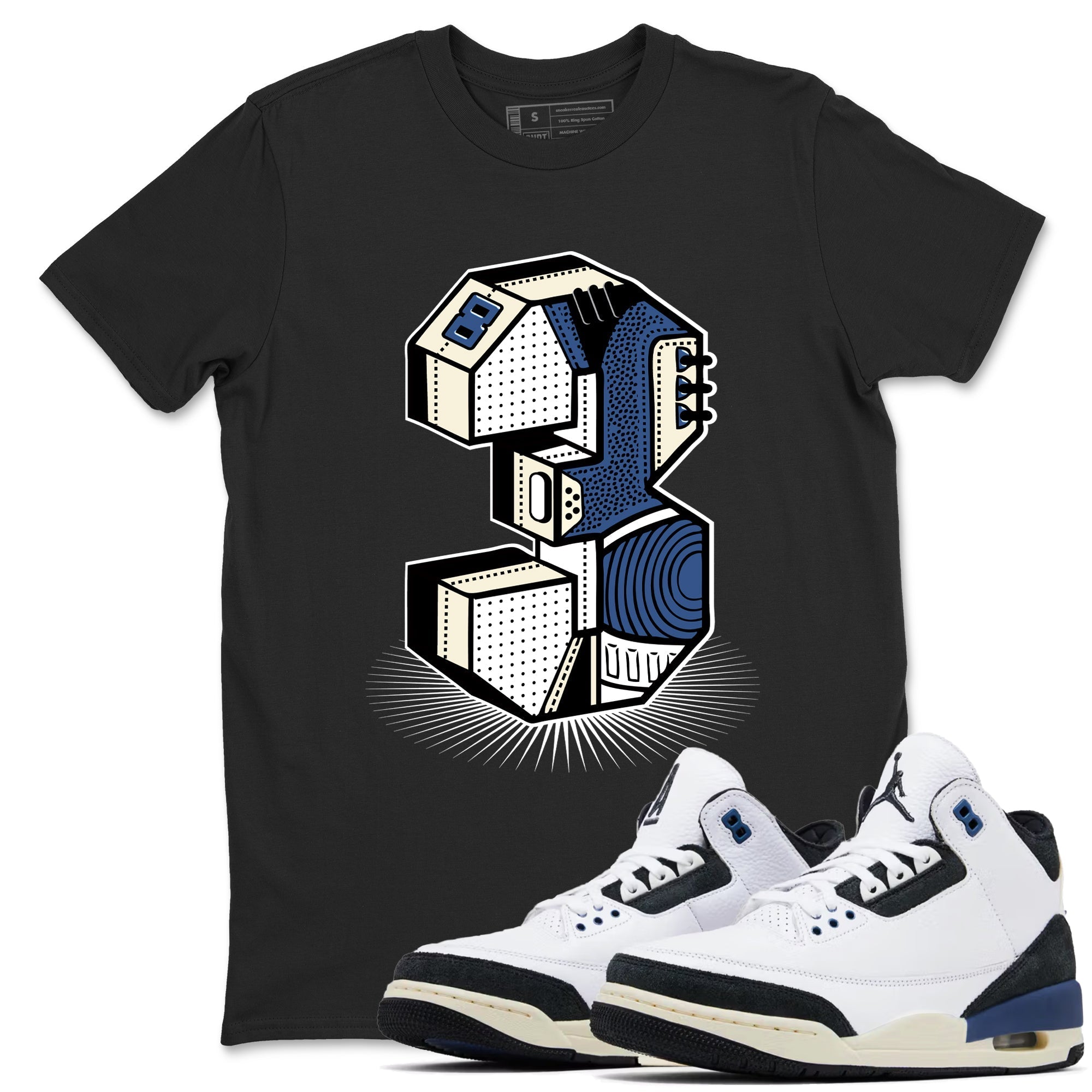 Number Statue Sneaker Tees - Air Jordan 3 A Ma Maniere x Diffused Blue