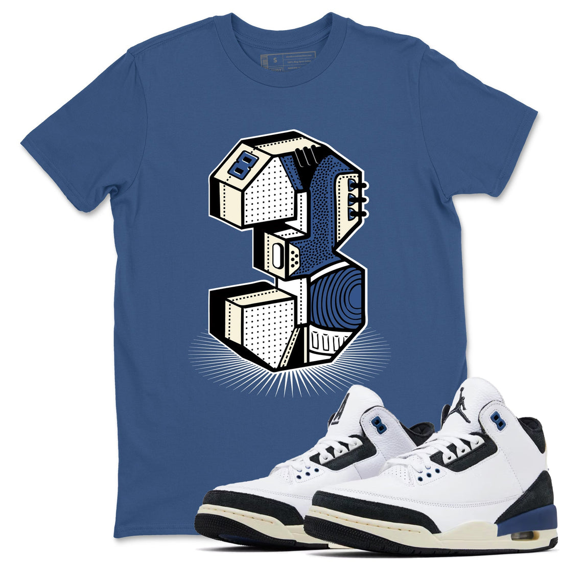 Number Statue Sneaker Tees - Air Jordan 3 A Ma Maniere x Diffused Blue