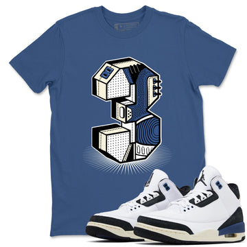 Number Statue Sneaker Tees - Air Jordan 3 A Ma Maniere x Diffused Blue