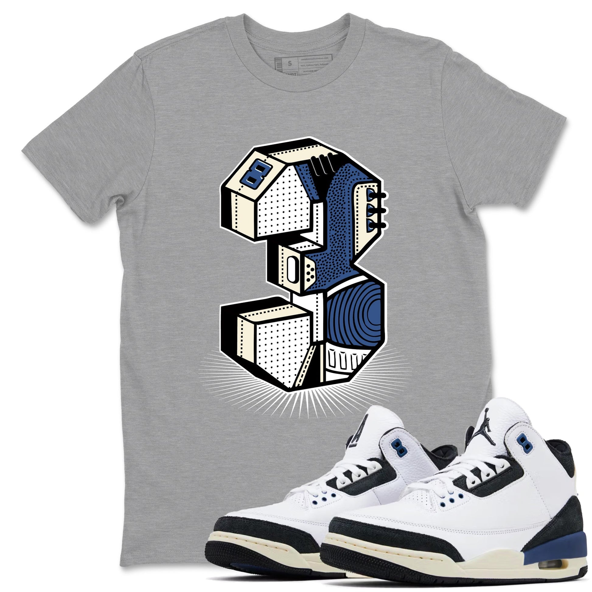 Number Statue Sneaker Tees - Air Jordan 3 A Ma Maniere x Diffused Blue