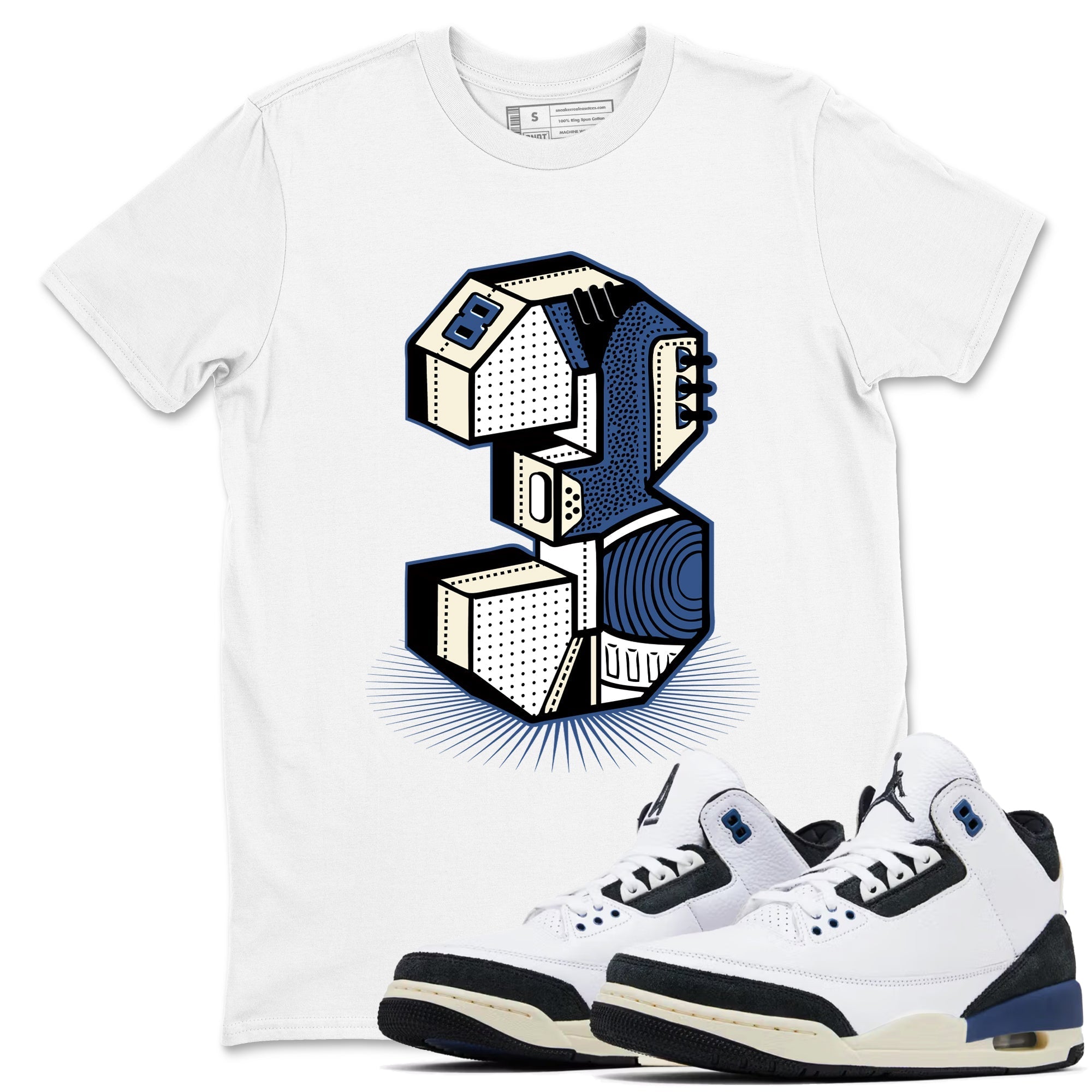 Number Statue Sneaker Tees - Air Jordan 3 A Ma Maniere x Diffused Blue