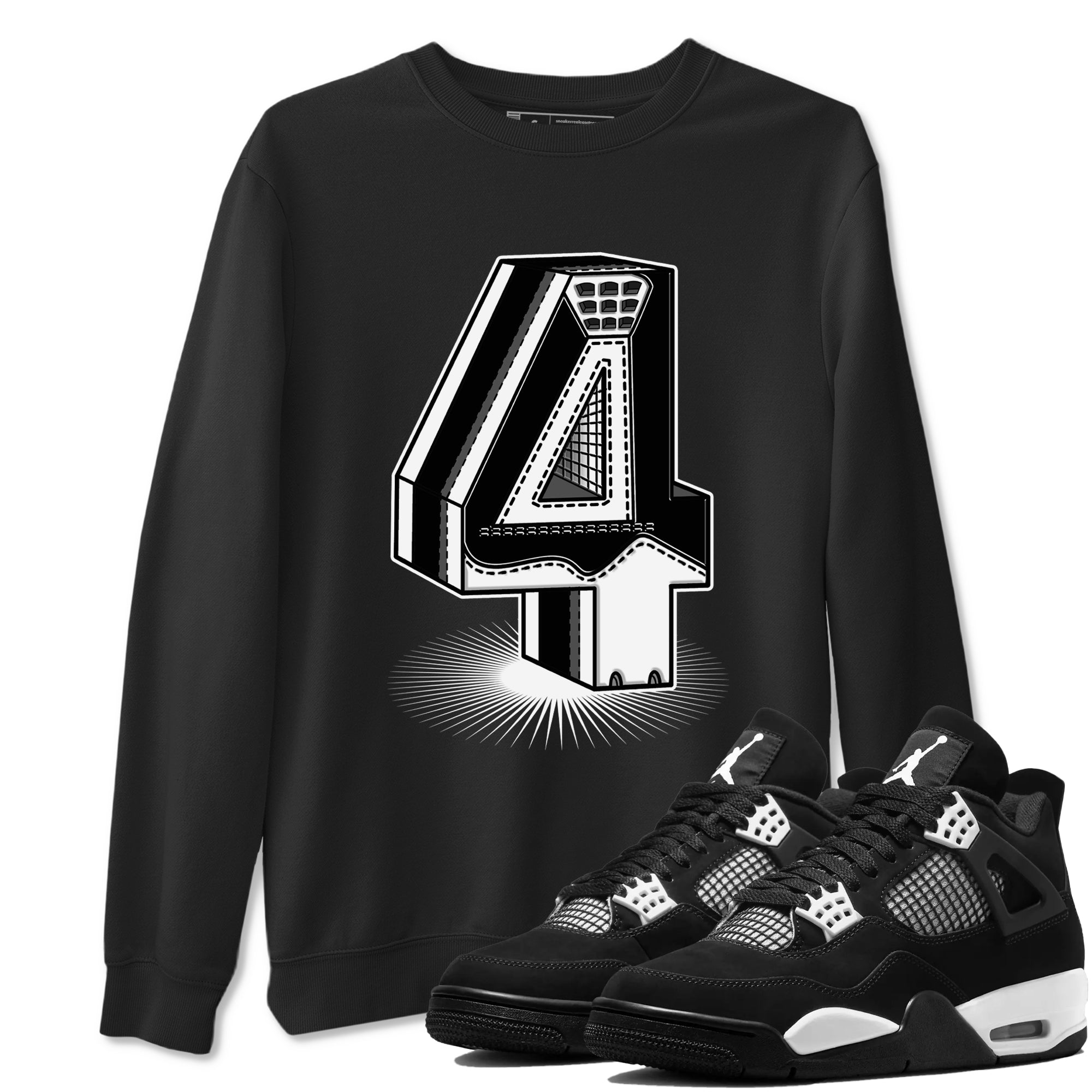 Number Statue Sneaker Tees - Air Jordan 4 White Thunder