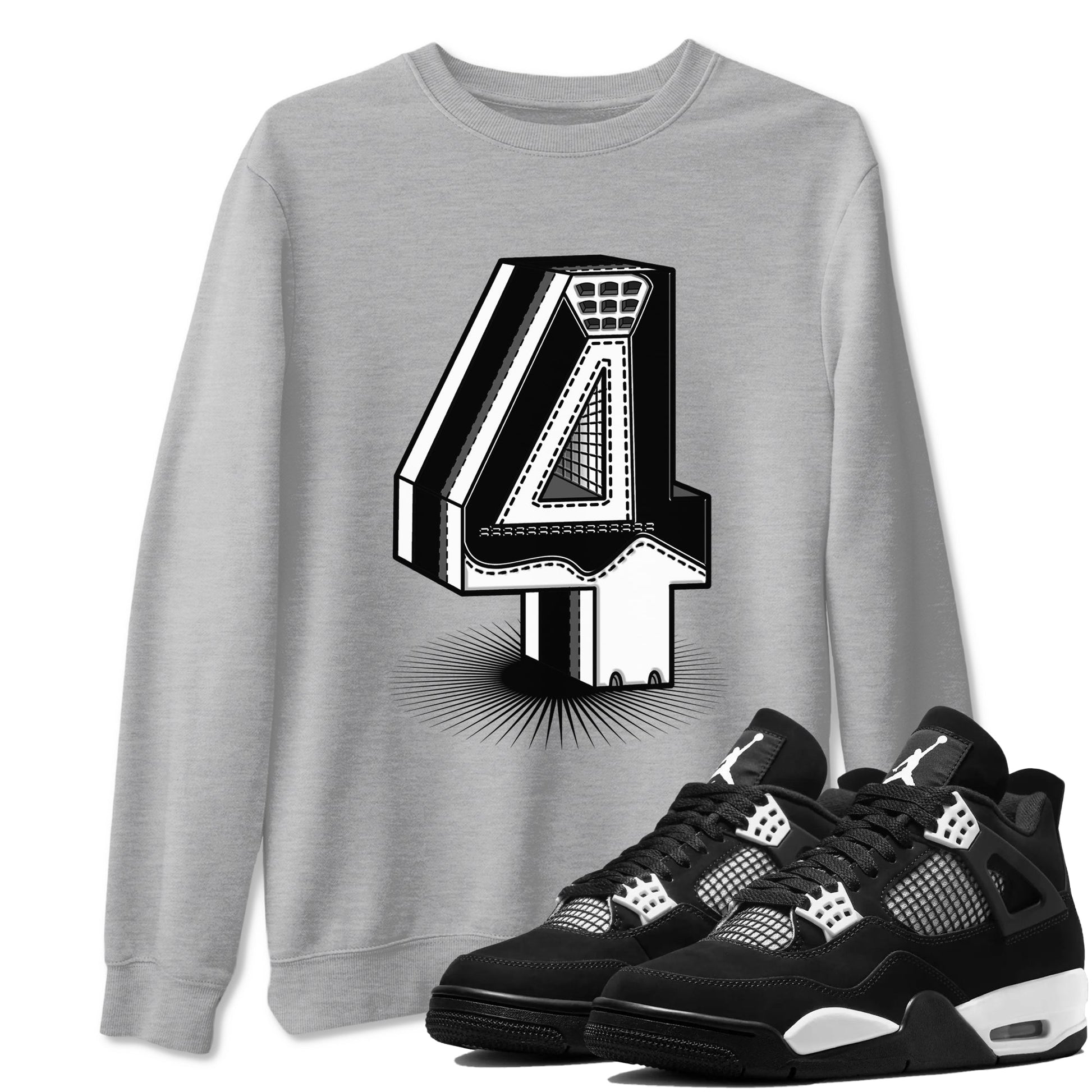 Number Statue Sneaker Tees - Air Jordan 4 White Thunder