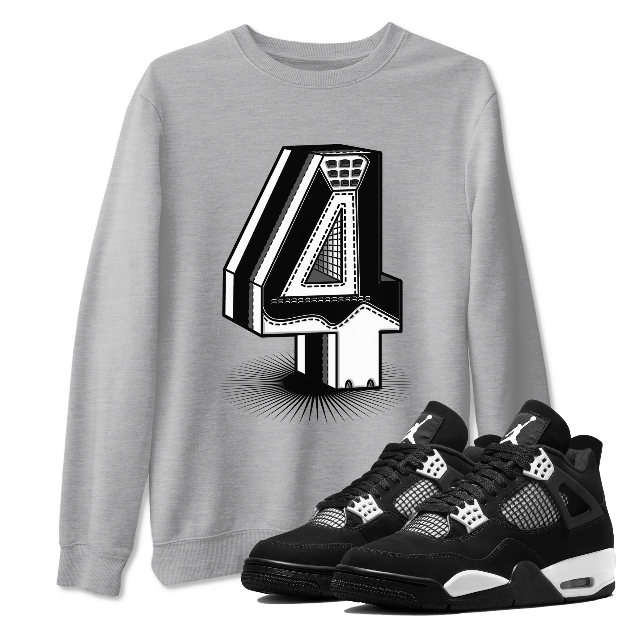 Number Statue Sneaker Tees - Air Jordan 4 White Thunder