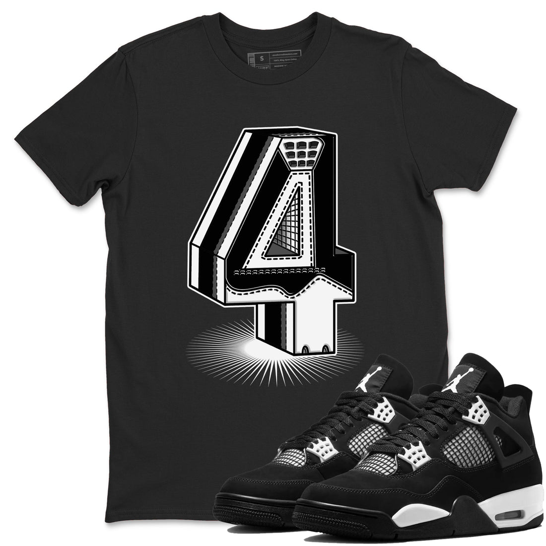 Number Statue Sneaker Tees - Air Jordan 4 White Thunder