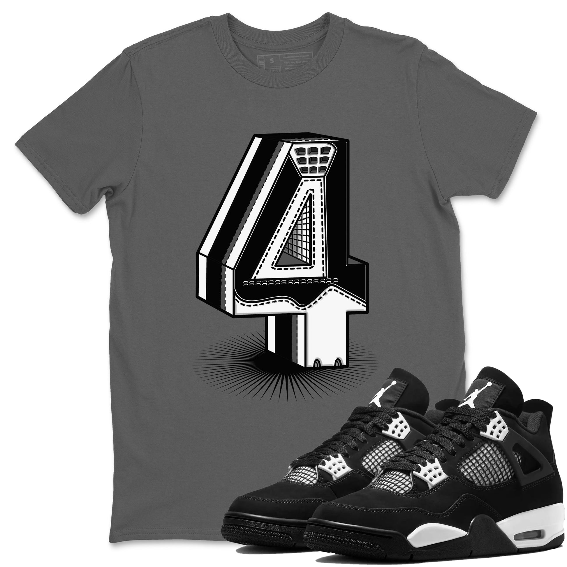 Number Statue Sneaker Tees - Air Jordan 4 White Thunder