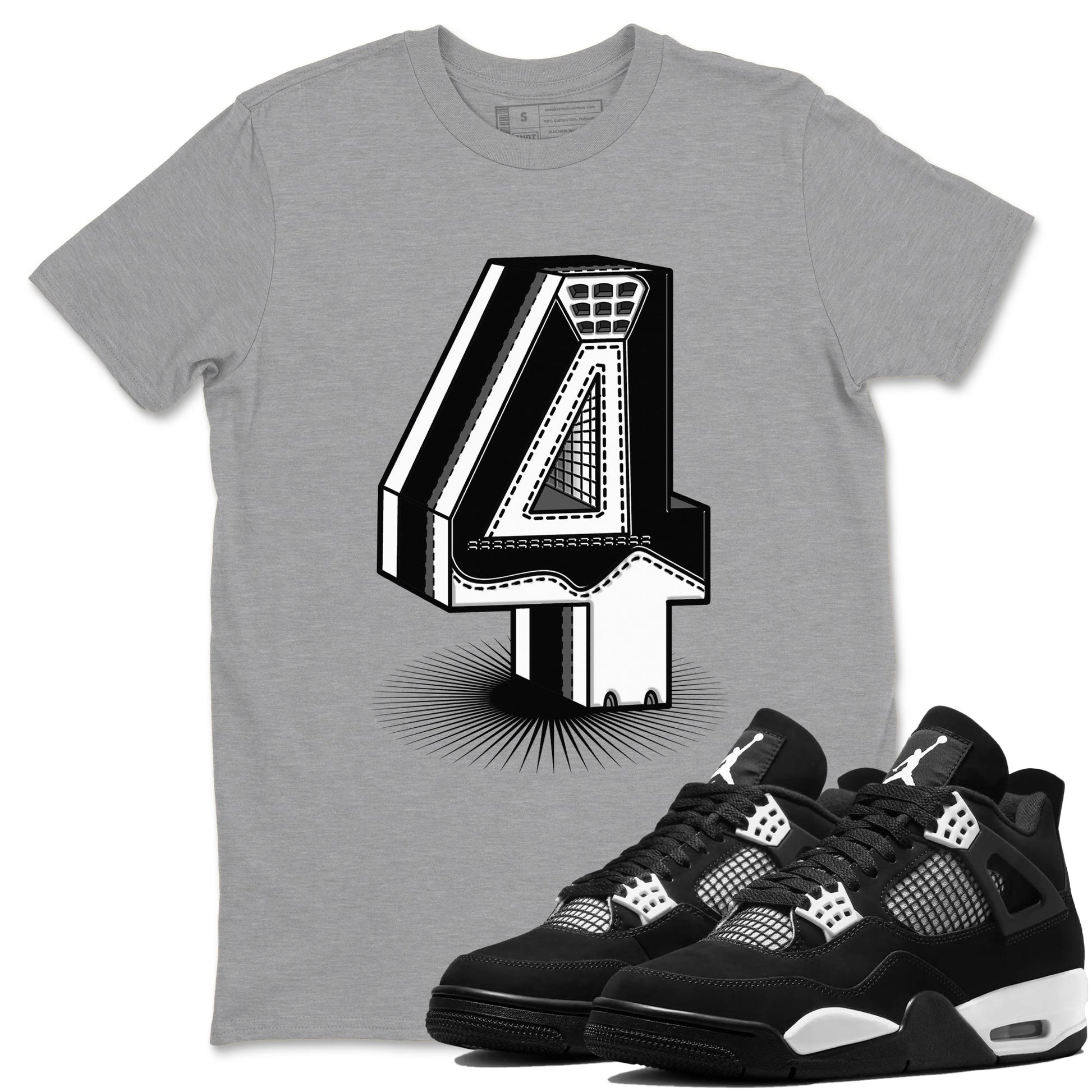 Number Statue Sneaker Tees - Air Jordan 4 White Thunder