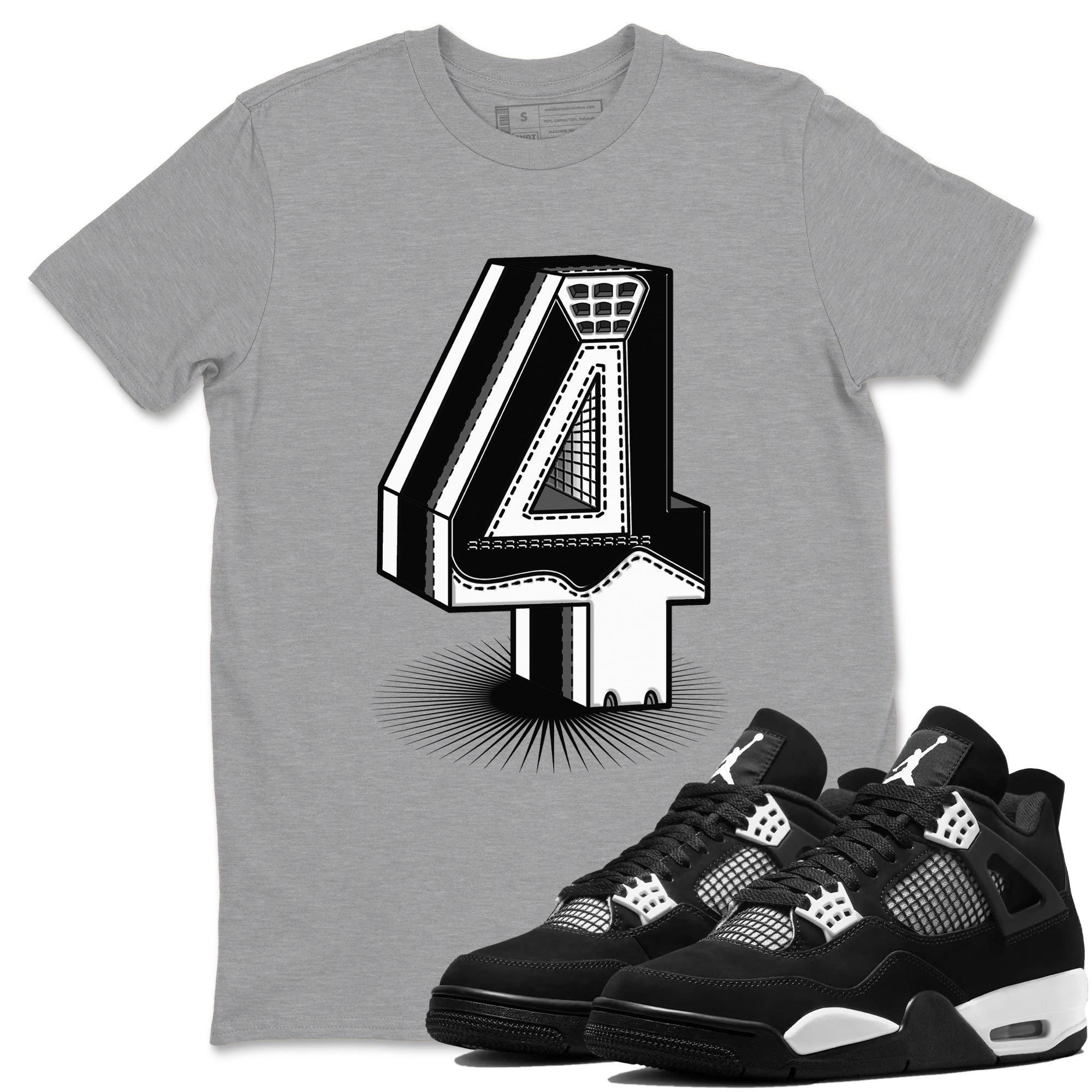 Number Statue Sneaker Tees - Air Jordan 4 White Thunder