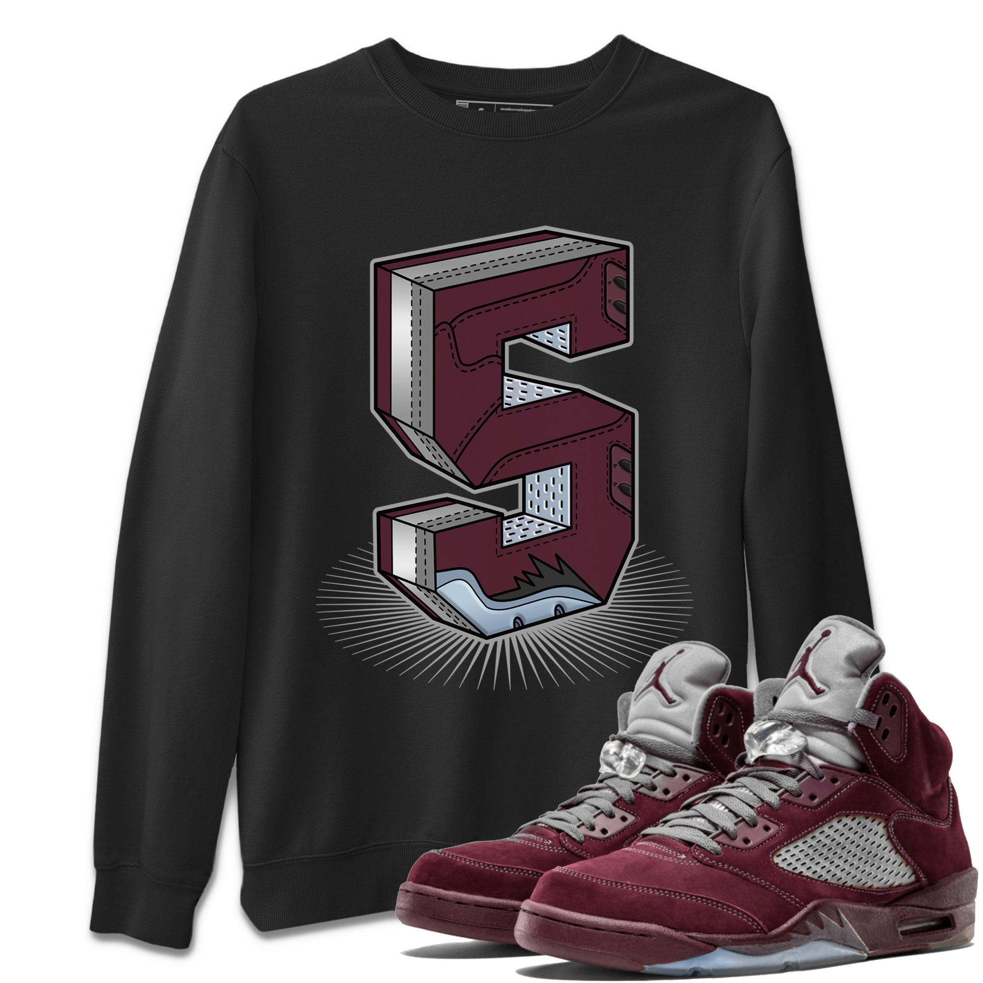 Number Statue Unisex Tops - Air Jordan 5 Burgundy