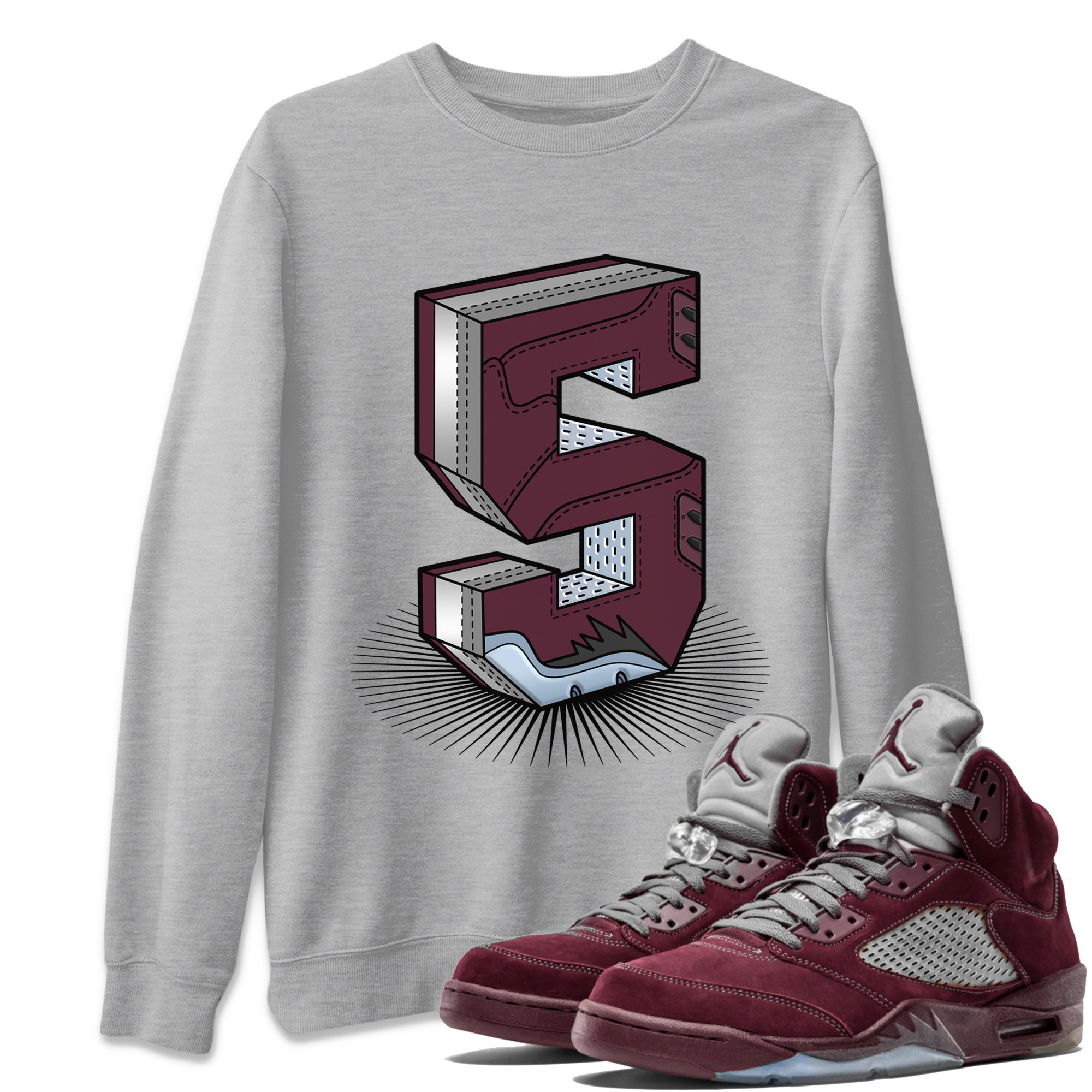 Number Statue Unisex Tops - Air Jordan 5 Burgundy