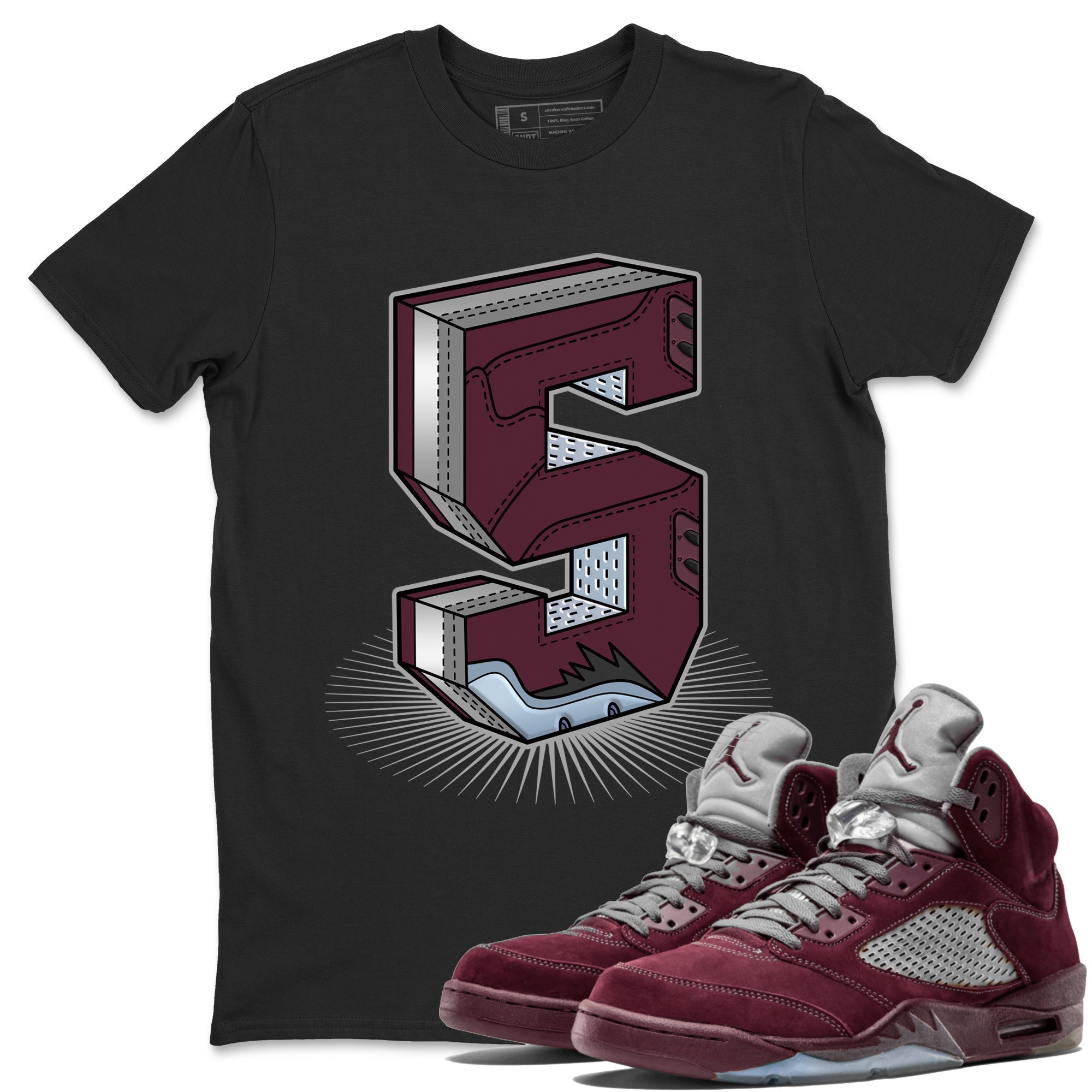 Number Statue Unisex Tops - Air Jordan 5 Burgundy