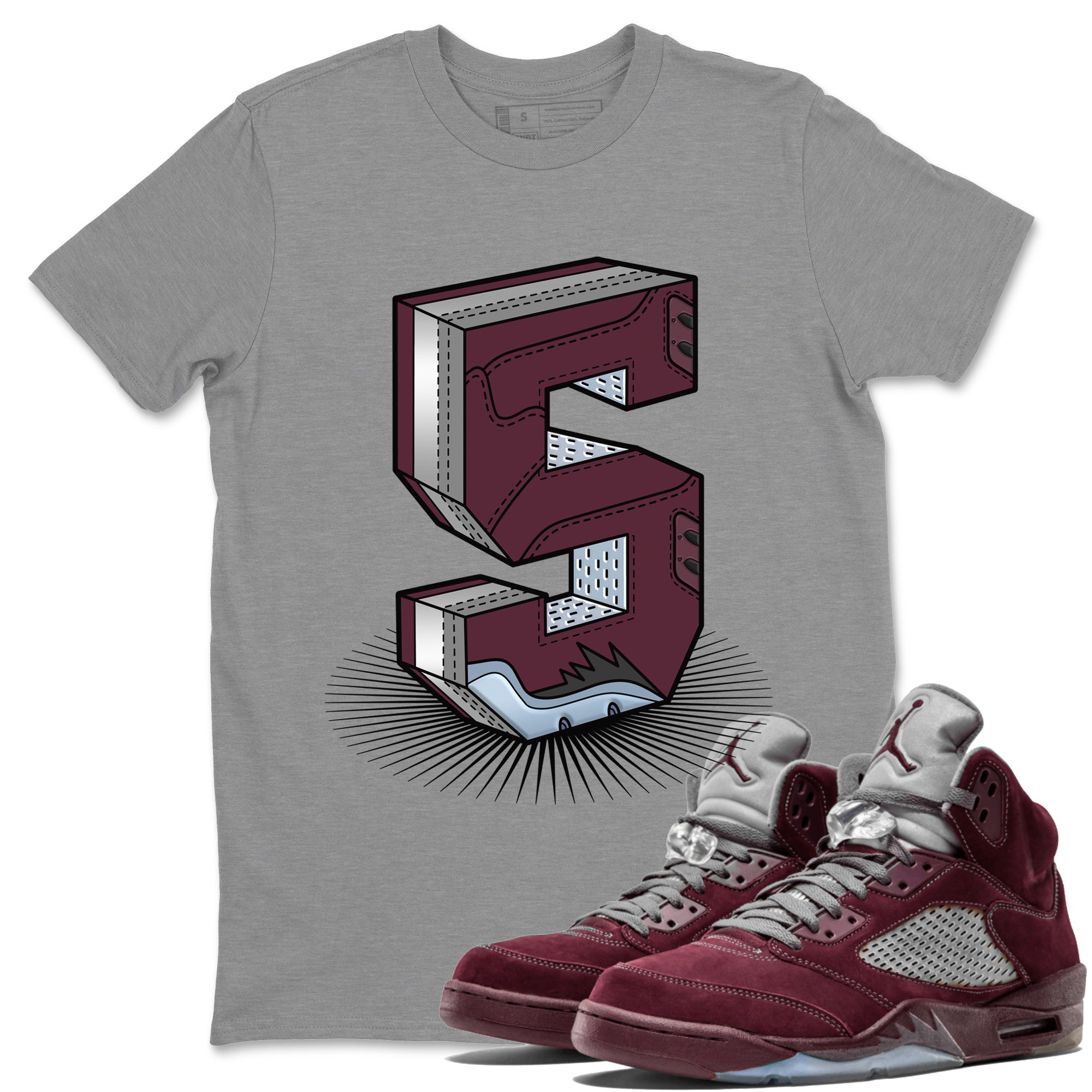 Number Statue Unisex Tops - Air Jordan 5 Burgundy