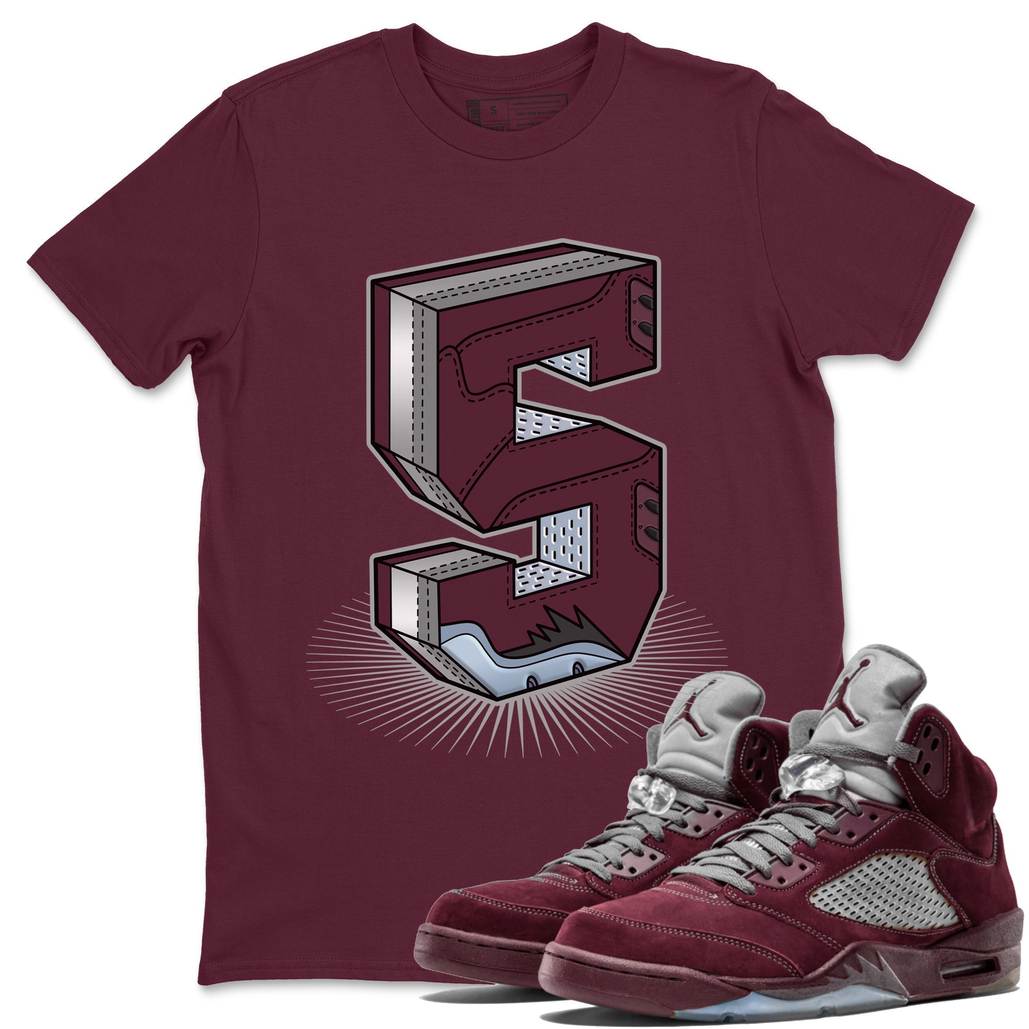 Number Statue Unisex Tops - Air Jordan 5 Burgundy