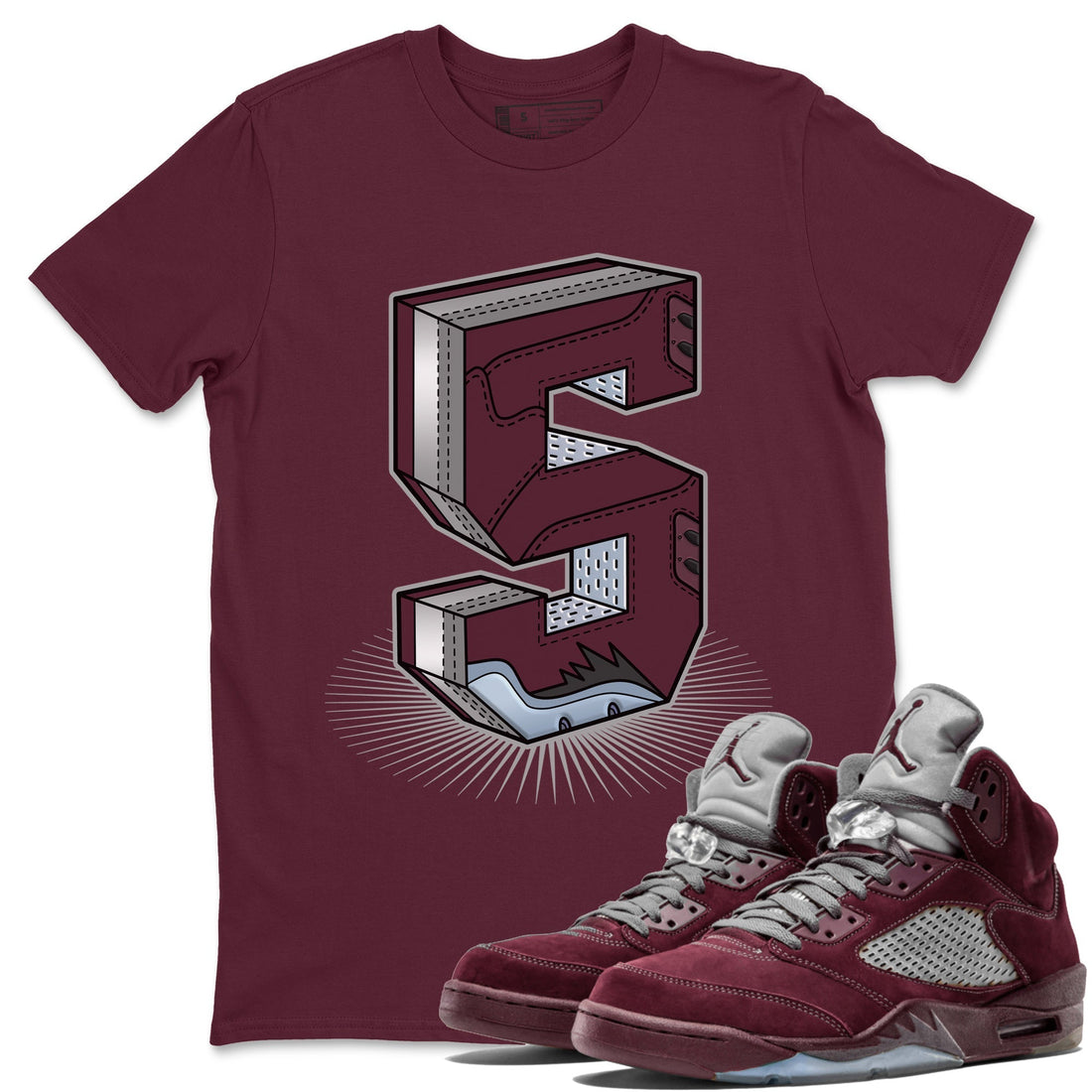 Number Statue Unisex Tops - Air Jordan 5 Burgundy
