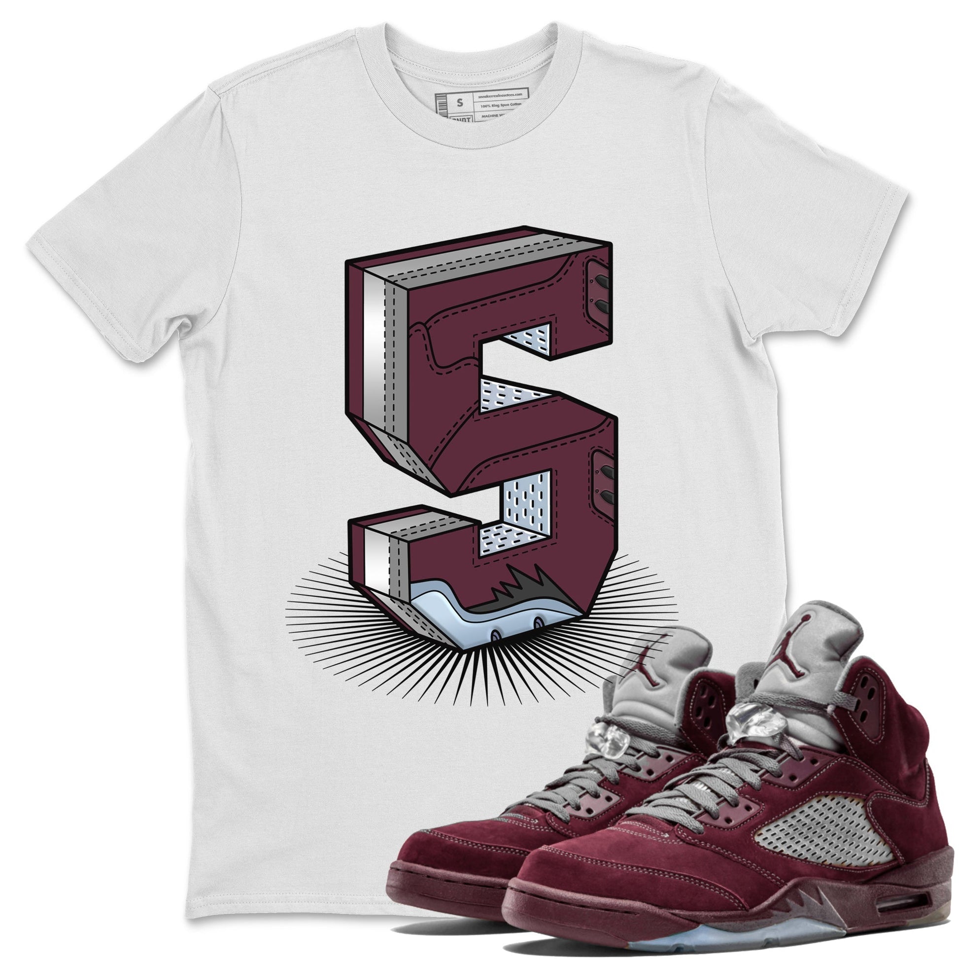 Number Statue Unisex Tops - Air Jordan 5 Burgundy