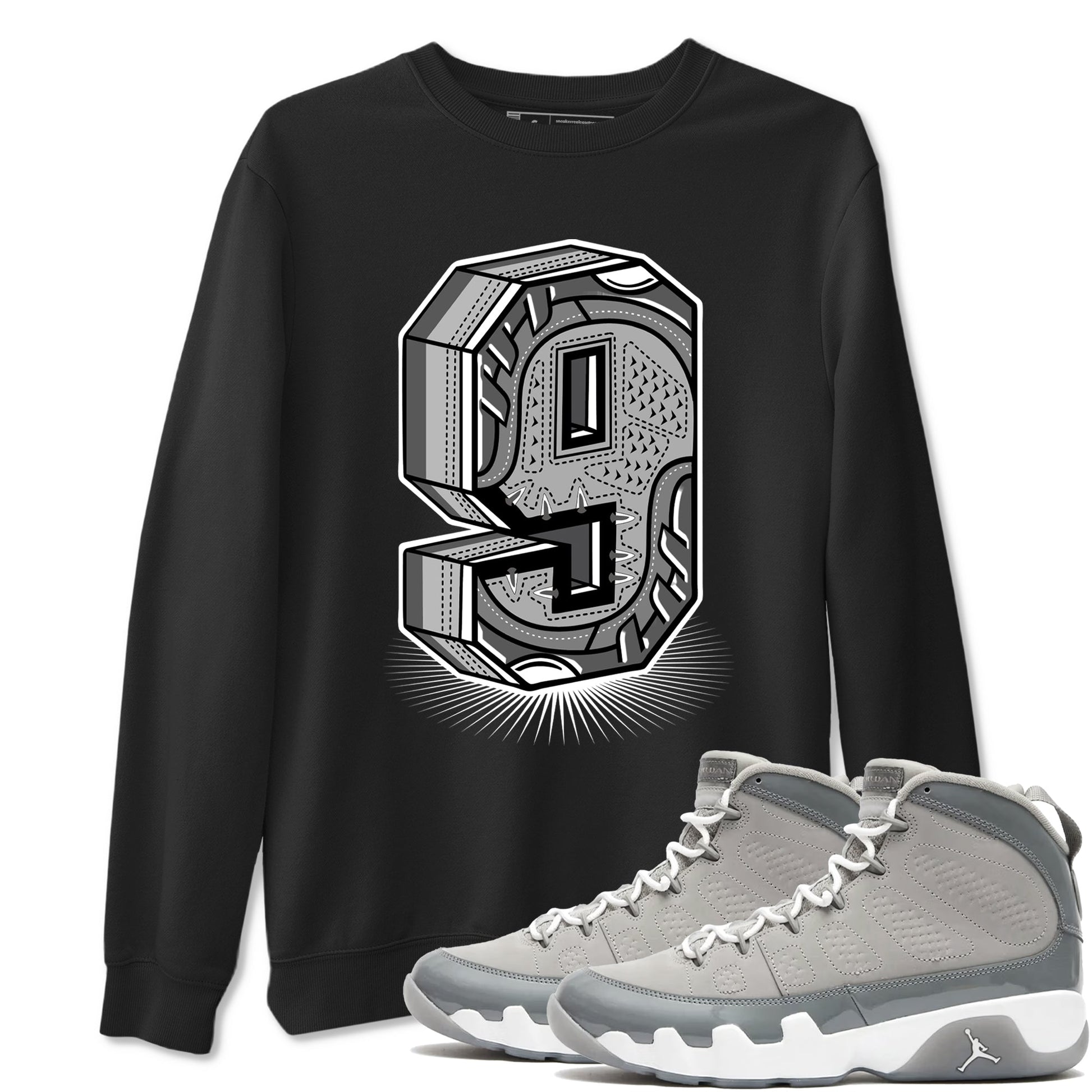 Number Statue Sneaker Tees - Air Jordan 9 Cool Grey