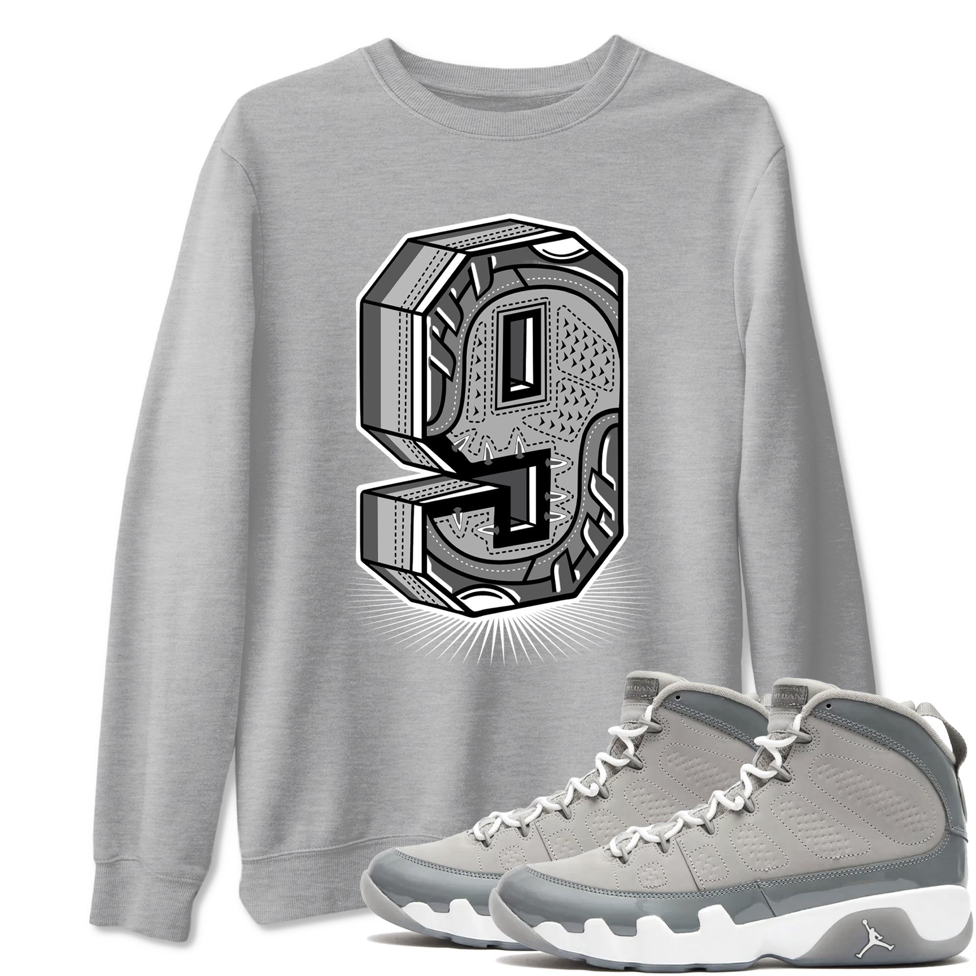 Number Statue Sneaker Tees - Air Jordan 9 Cool Grey