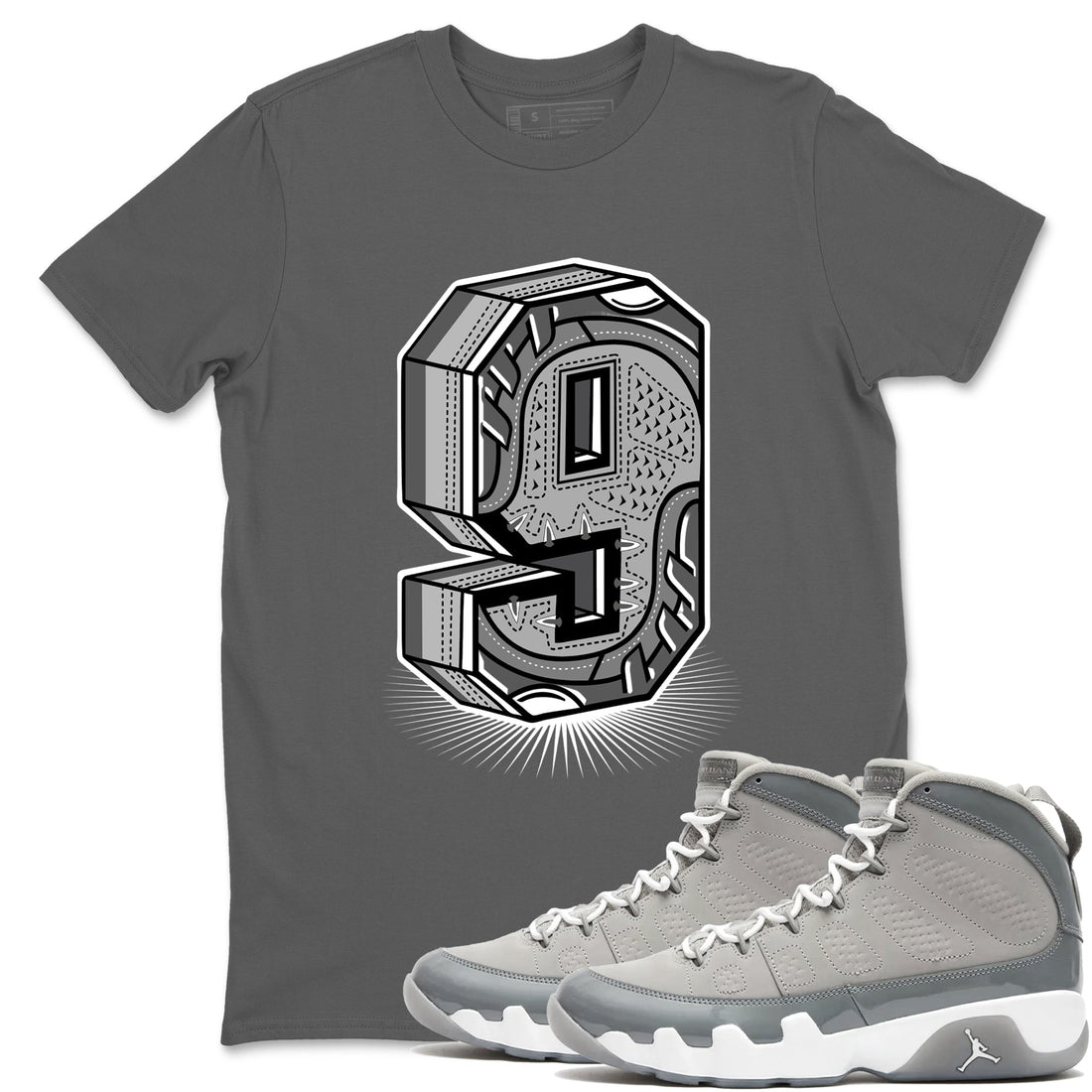 Number Statue Sneaker Tees - Air Jordan 9 Cool Grey