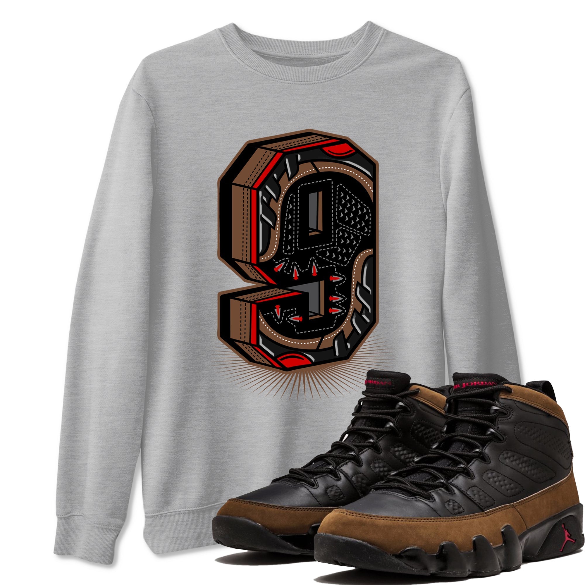 Number Statue Sneaker Tees - Air Jordan 9 Olive