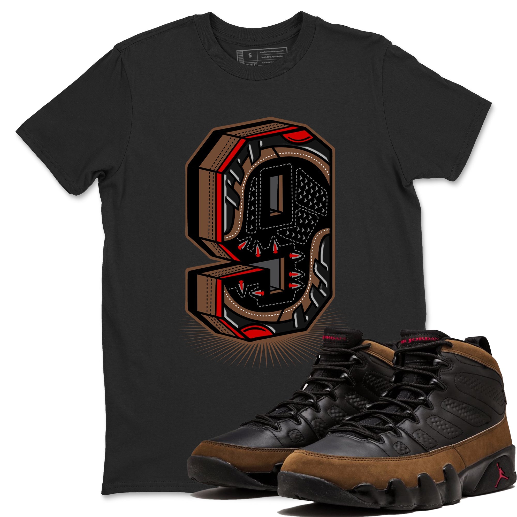 Number Statue Sneaker Tees - Air Jordan 9 Olive