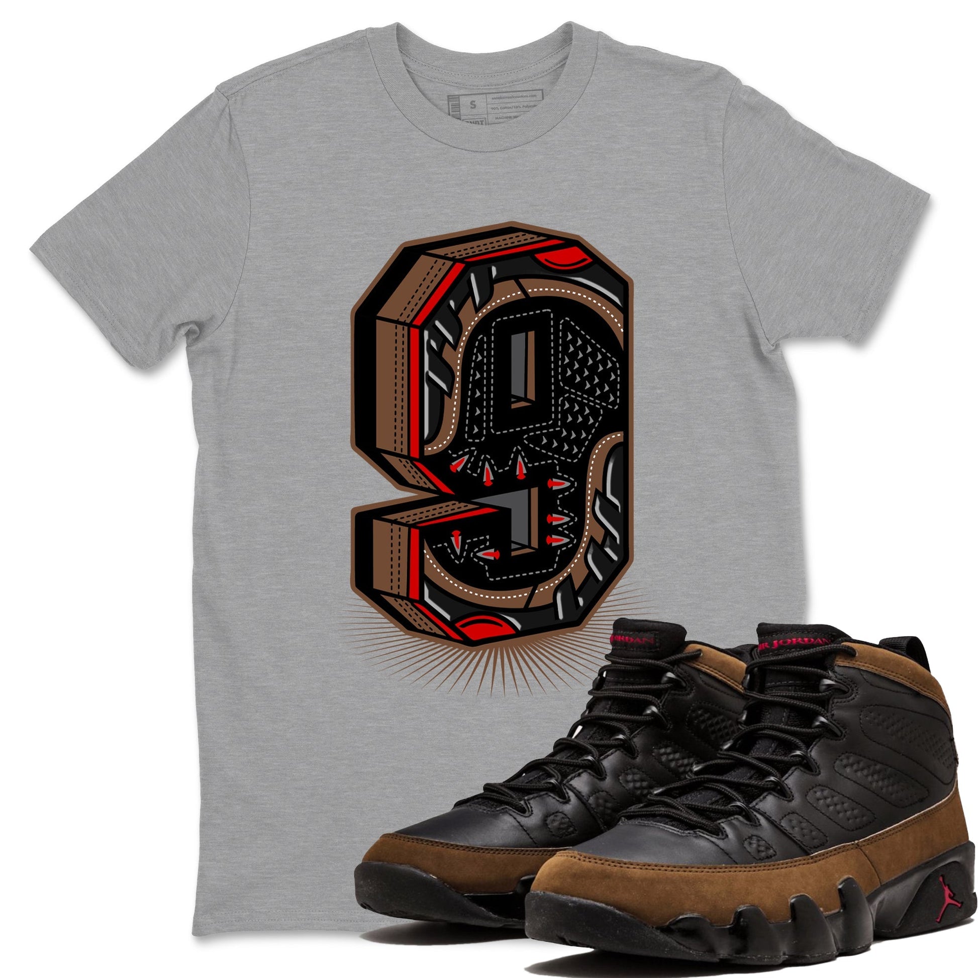 Number Statue Sneaker Tees - Air Jordan 9 Olive