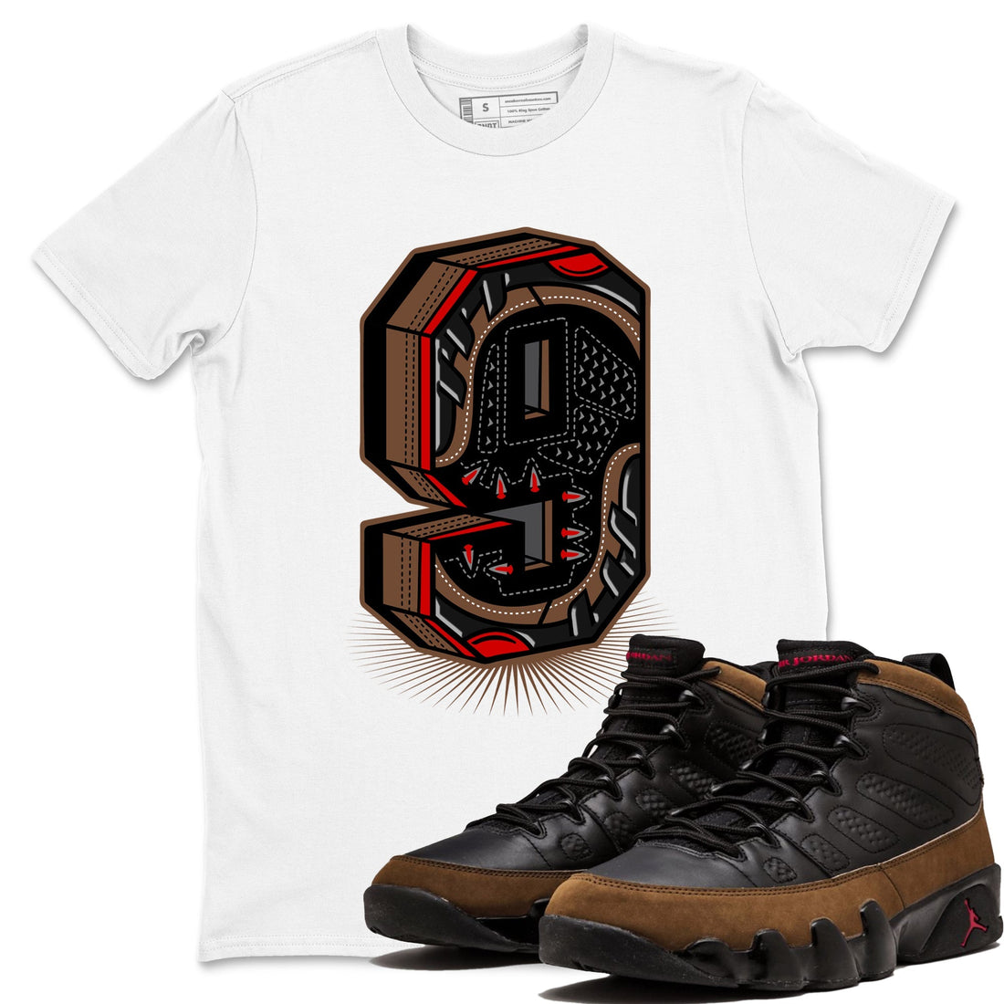 Number Statue Sneaker Tees - Air Jordan 9 Olive