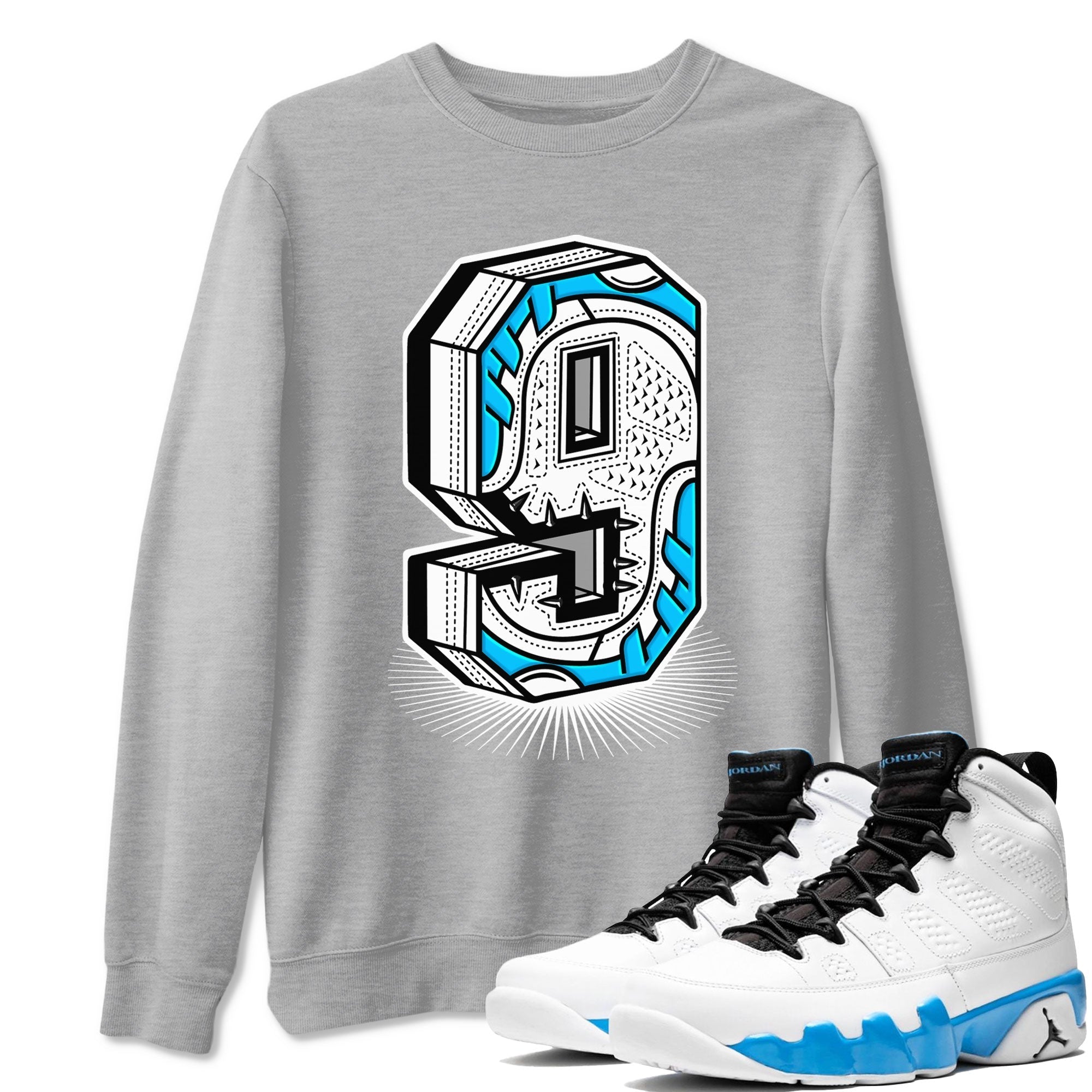Number Statue Sneaker Tees - Air Jordan 9 Powder Blue